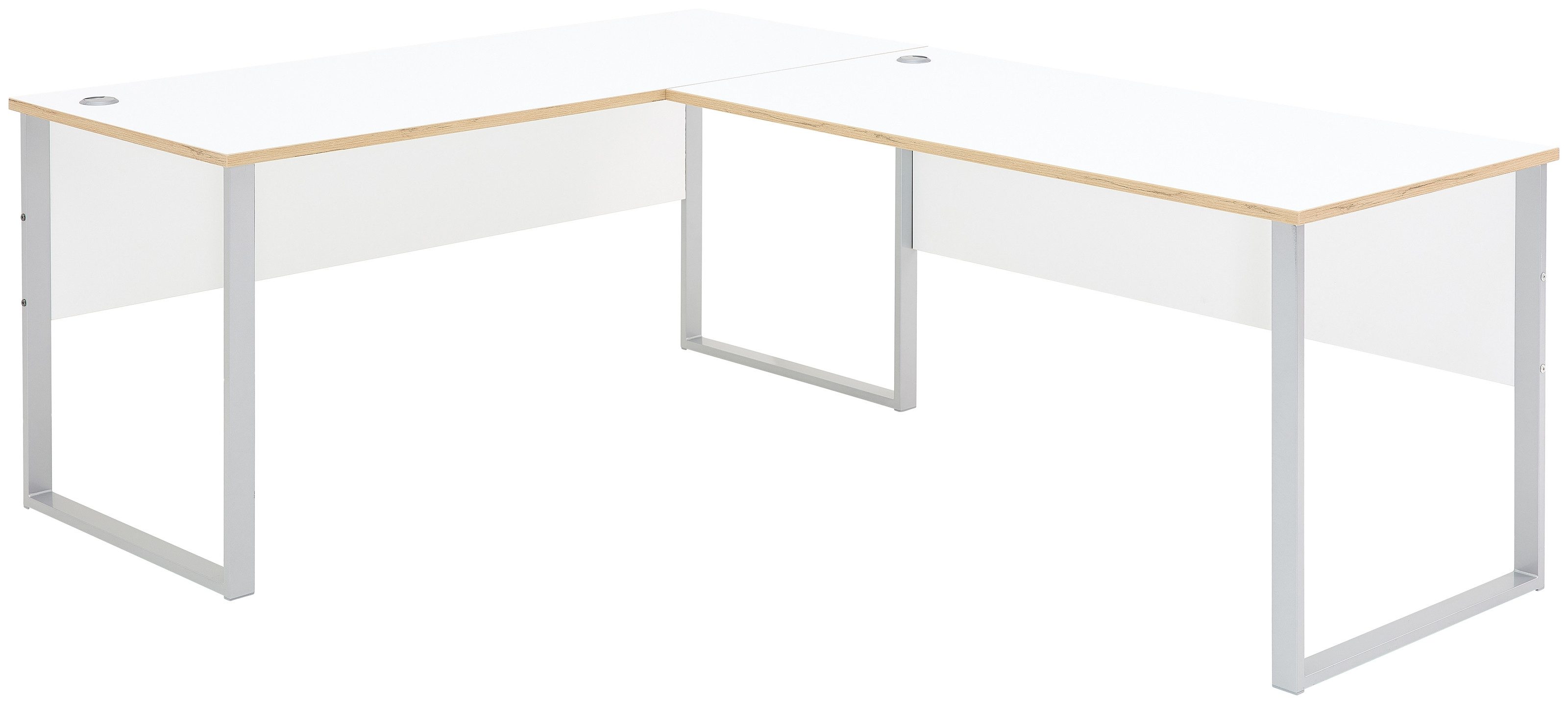 freiraum Eckschreibtisch Memphis, in Weiß / Artisan / silber - 223x77x170 (BxHxT)