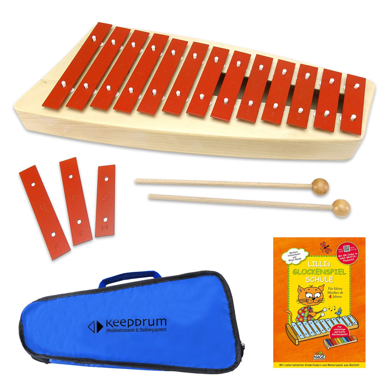 SONOR Glockenspiel NG-11 mit Lehrbuch und Tasche