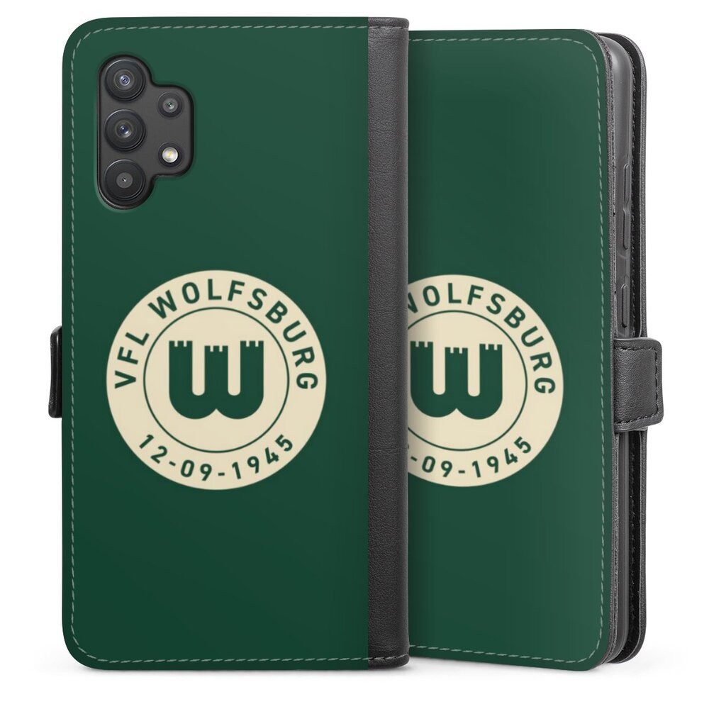 DeinDesign Handyhülle VfL Wolfsburg 80 Jahre Offizielles Lizenzprodukt, Samsung Galaxy A32 4G Hülle Handy Flip Case Wallet Cover