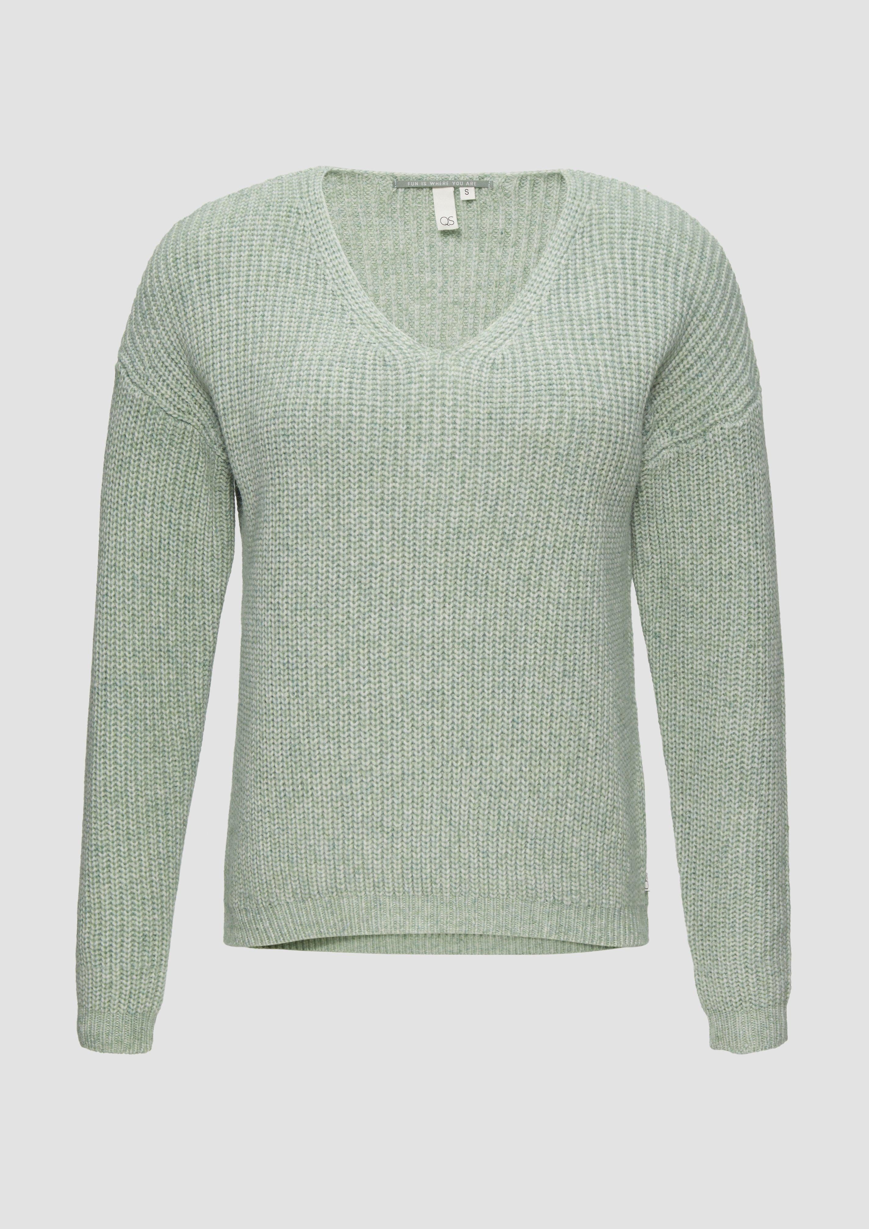 Strickpullover Pullover mit überschnittenen Schultern in Melange-Optik