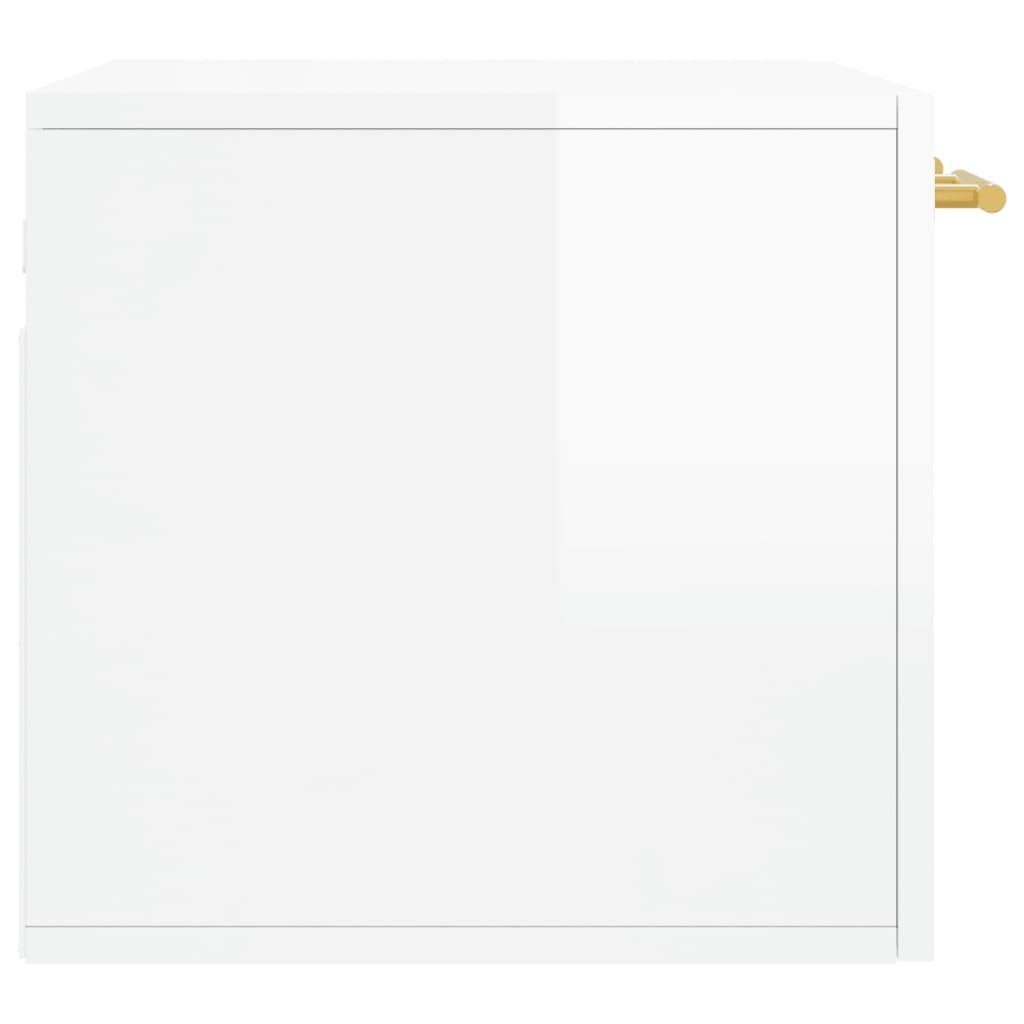 60x36,5x35 Wandschrank vidaXL Fächerschrank Holzwerkstoff (1-St) Hochglanz-Weiß cm