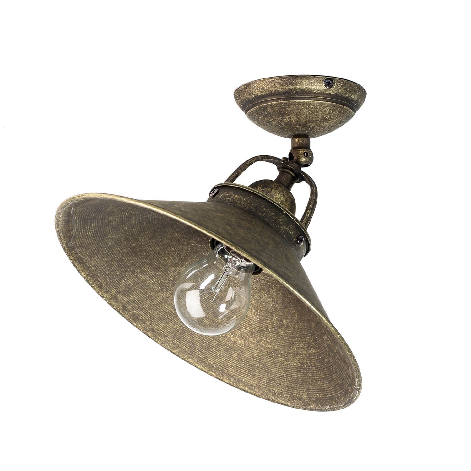 Licht-Erlebnisse Deckenleuchte ALICE, ohne Leuchtmittel, schwenkbar Messing Bronze Antik Deckenlampe Industrie Lampe
