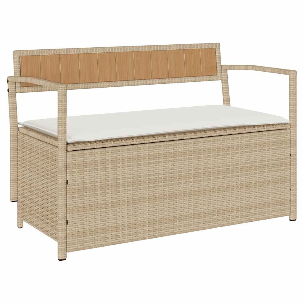 vidaXL Gartenbank Gartenbank mit Stauraum und Kissen Beige Poly Rattan (1-S günstig online kaufen