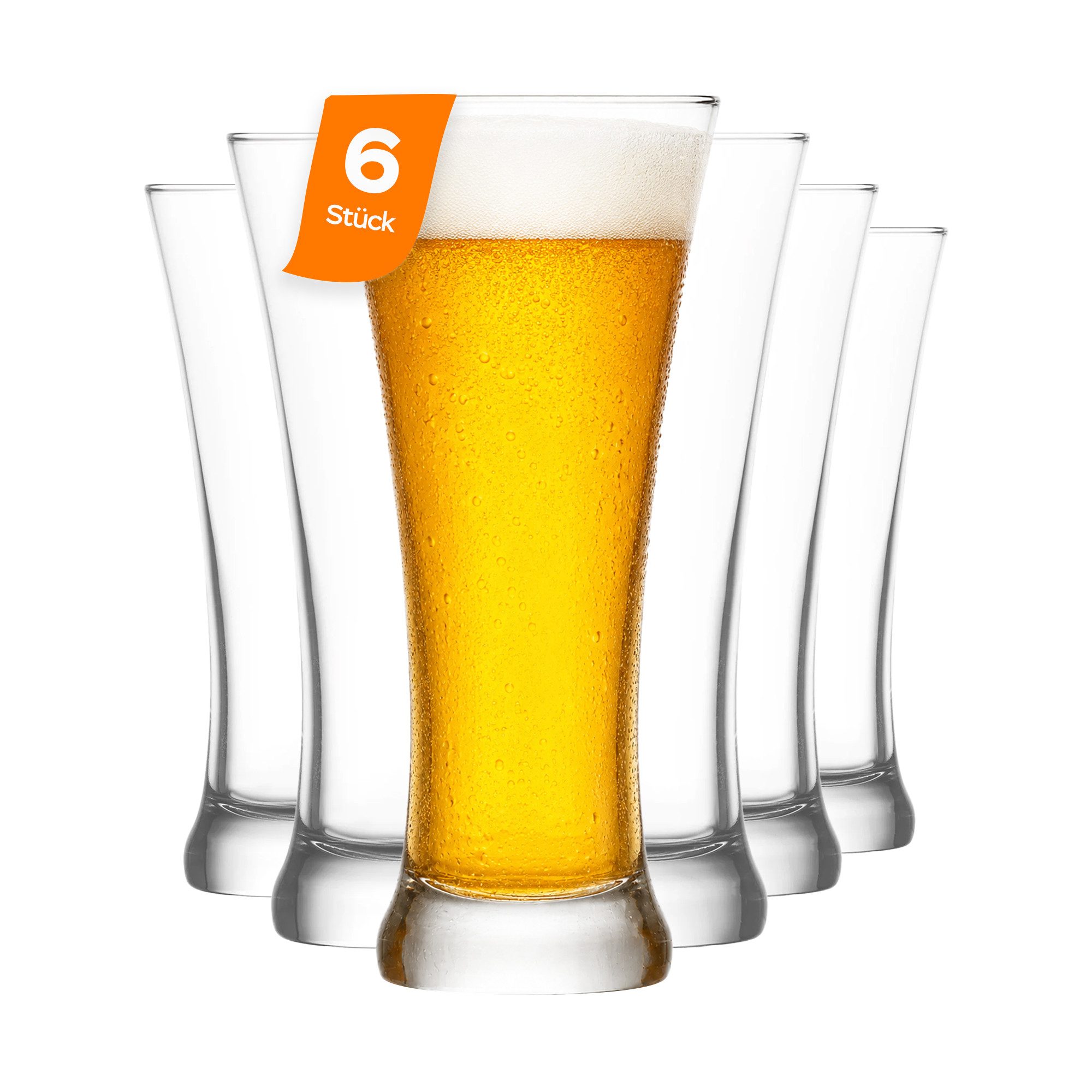 LAV Gläser-Set Sorgun Bierglas, 6-tlg., Glas, 6er Set, 380ml, ideal für Biergenuss