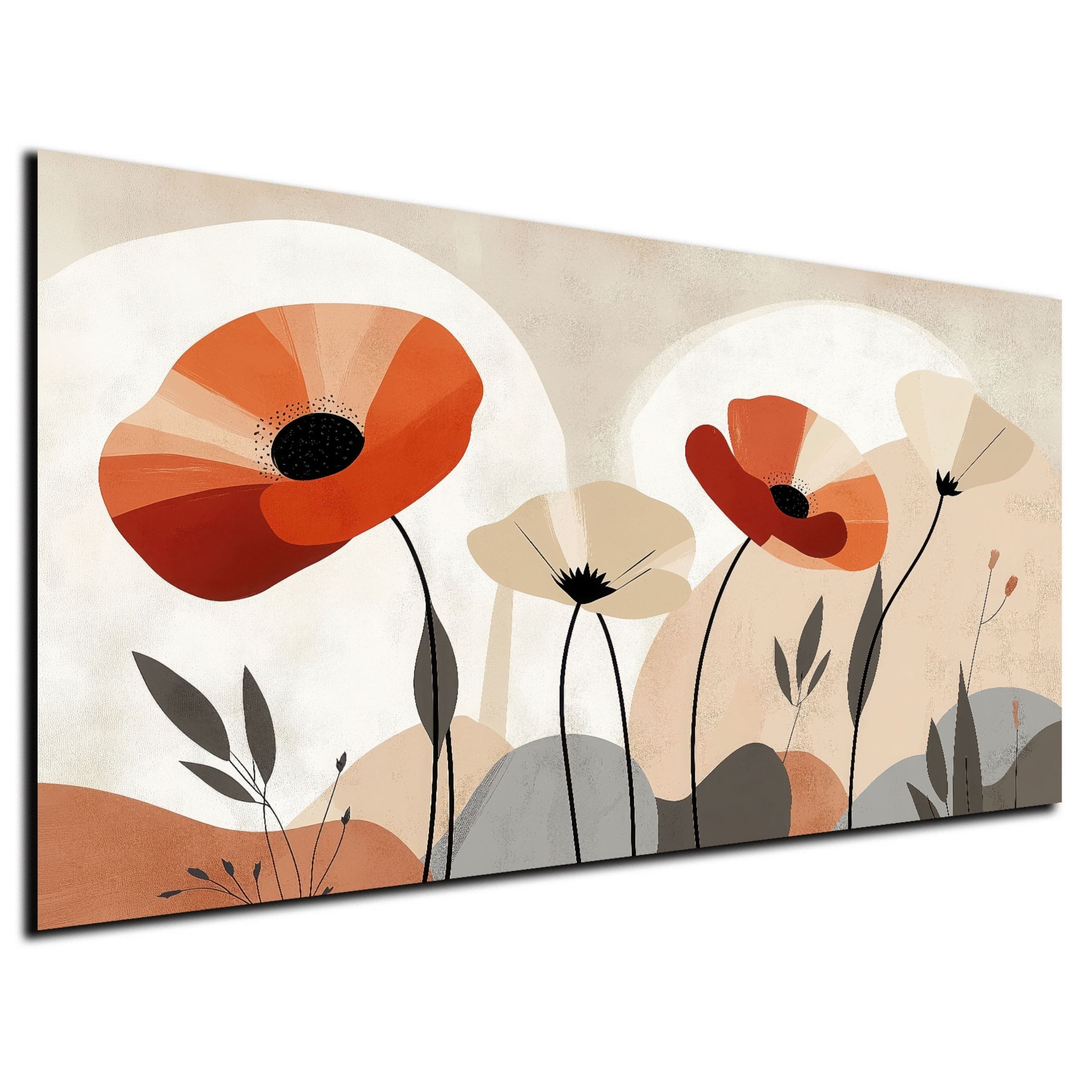 DARO Design Leinwandbild Modern Abstrakt Wandbilder XXL Wandbild Wand Deko Leinwand Bilder, (rote Blüten - Bild Groß Wohnzimmer Schlafzimmer Küche Esszimmer Einteilig Querformat Fotodruck Leinwände Wanddeko Abstrakte Kunst Boho), 30x20cm