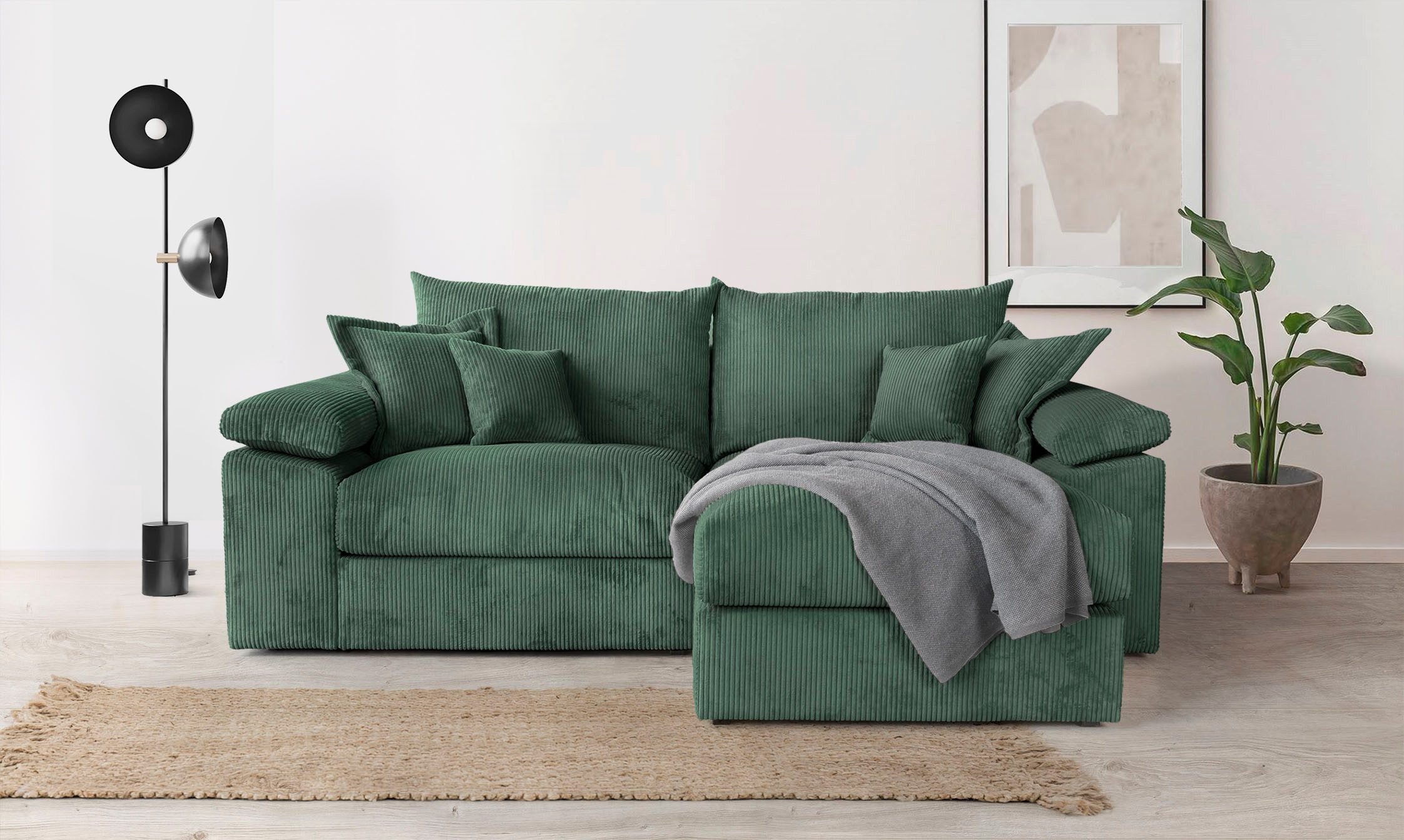 Home affaire Ecksofa Soft&Cosy XL L-Form, B: 246 cm - OTTO. Verlässliche Qualität., Mega-Sofa, Cord oder Chenille-Struktur, mit Federkern & 4 Zierkissen