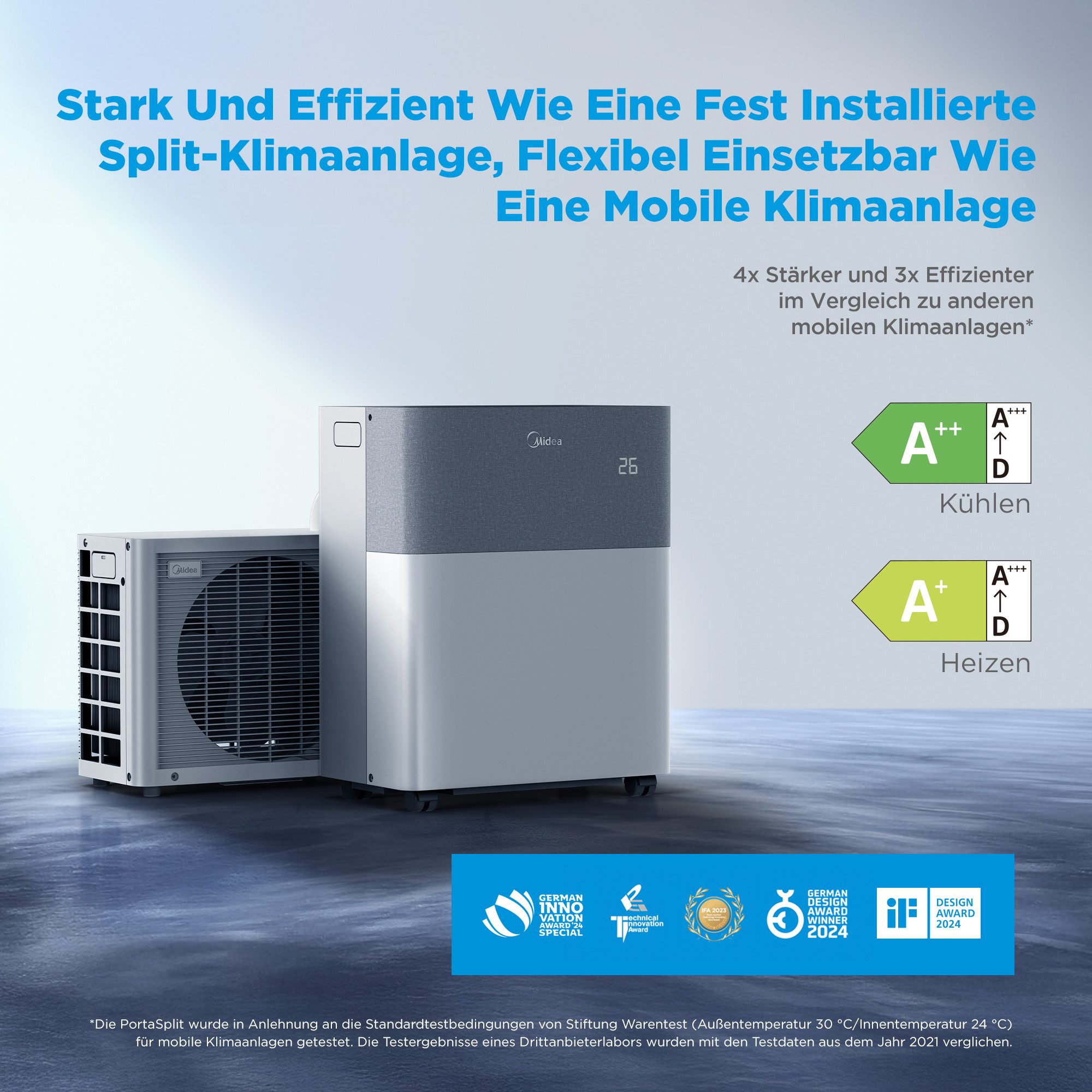Midea PortaSplit air conditioner, only 39 dB(A) in silent mode², 4-in-1 portable air conditioner