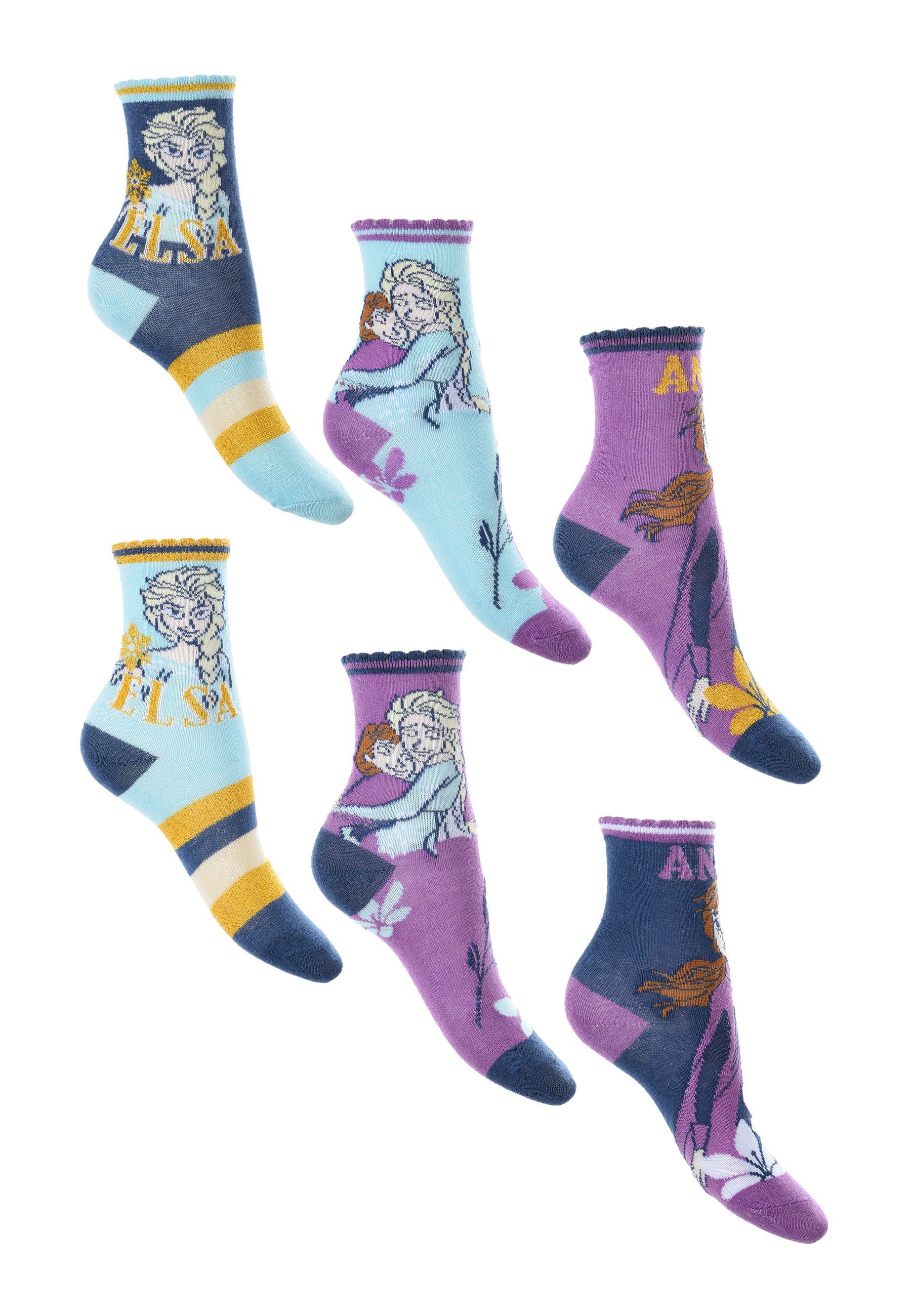 Socken Socken (6-Paar) Kinder Frozen Mädchen Disney Strümpfe