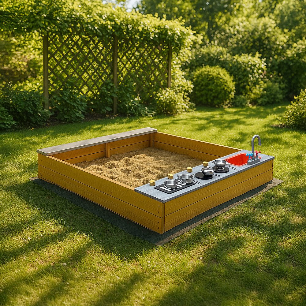 HOME DELUXE Sandkasten mit Spielküchenzeile COOKY,  125 x 135 x 20 cm, Spie günstig online kaufen