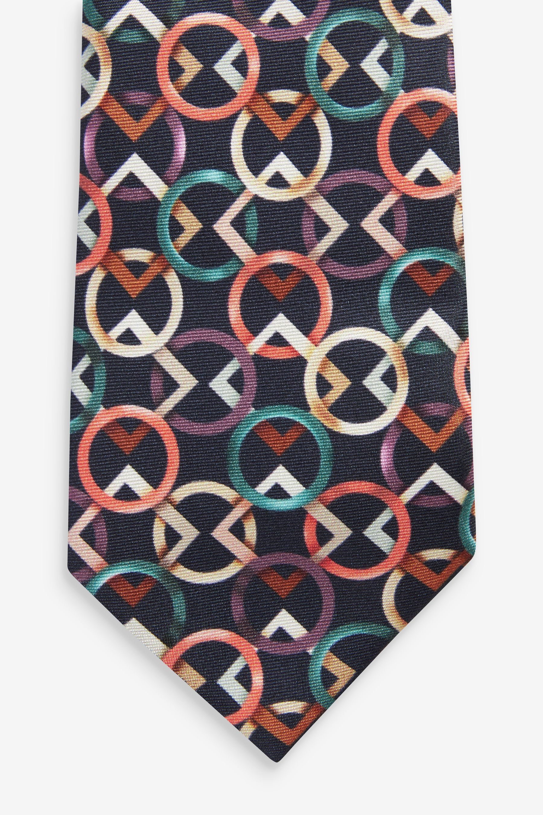 in Made Krawatte Italy Geometric mit Signature Krawatte Print, Next (1-St) Blue Texta