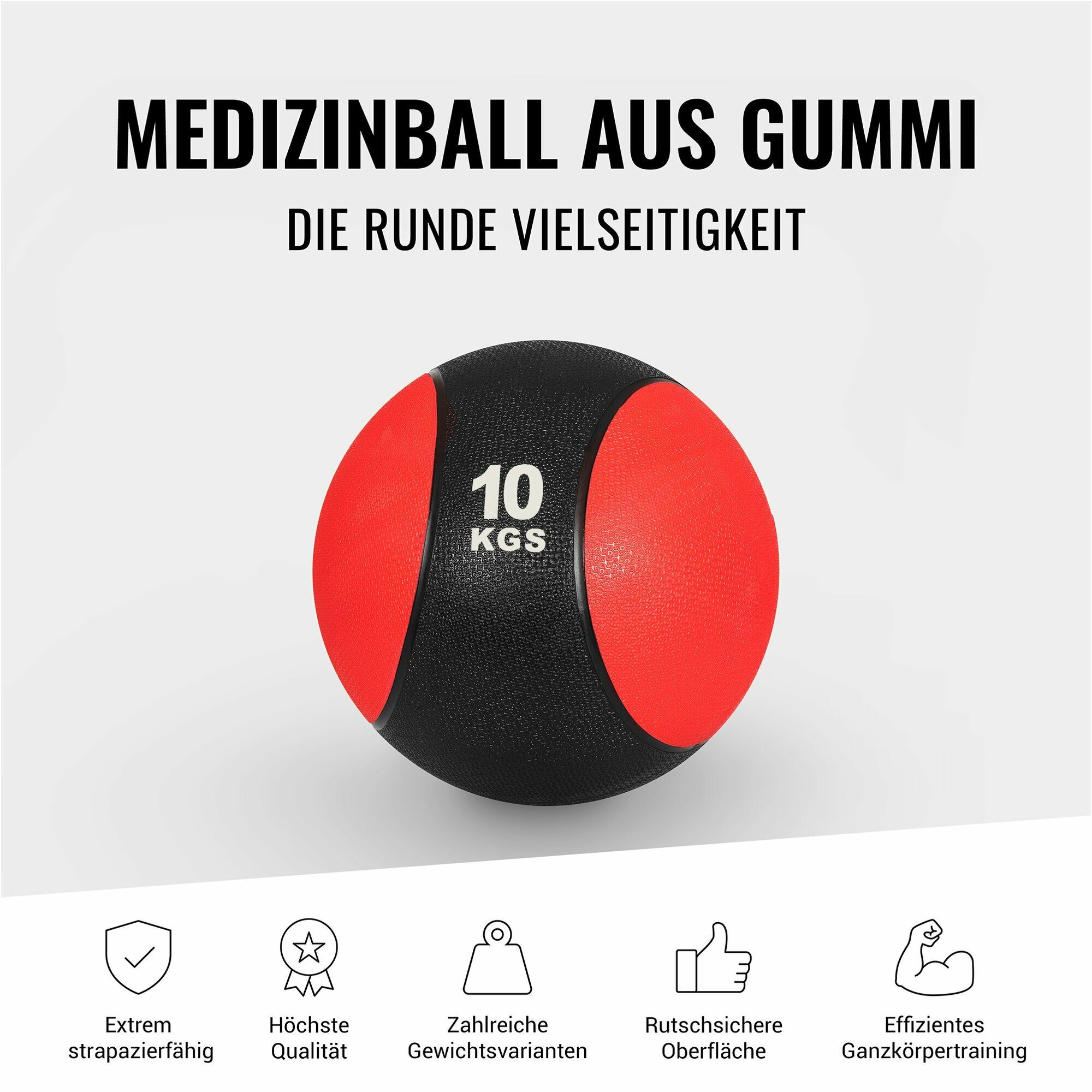 GORILLA SPORTS Medizinball Einzeln/Set, mit - Ball griffiger Farbwahl Slam Oberfläche, Gummi, Dunkelorange aus