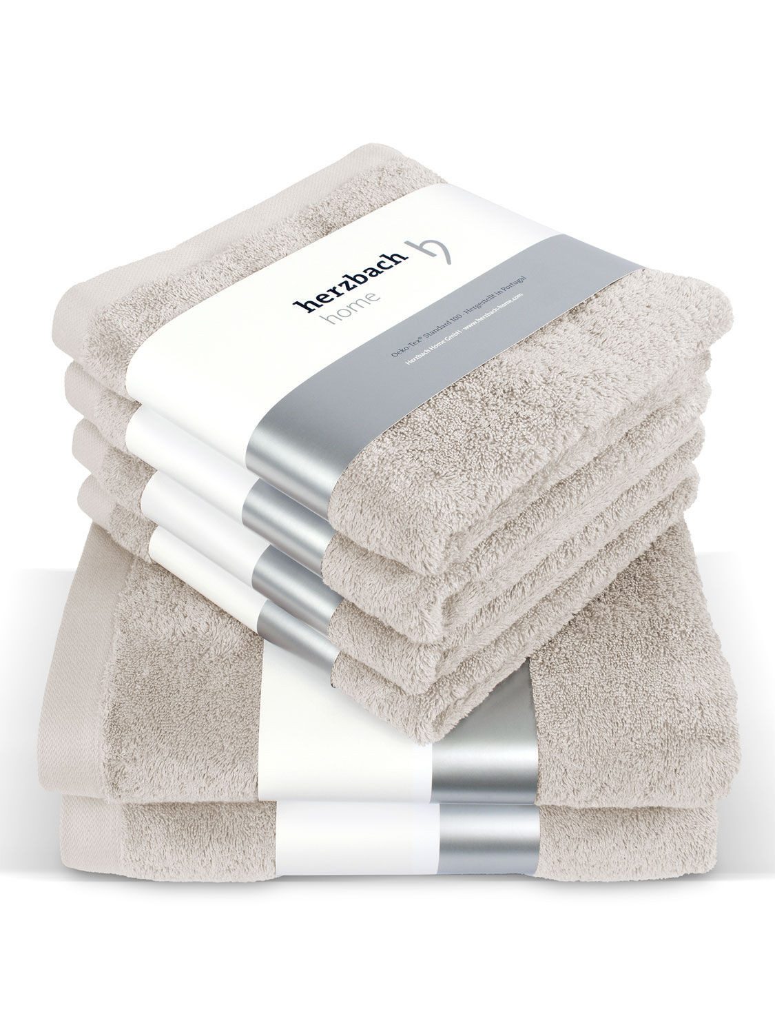herzbach home Handtuch Set Pura, (6-St), 6er Set, 550g/m², Premium-Qualität, 100% Baumwolle, einfarbig