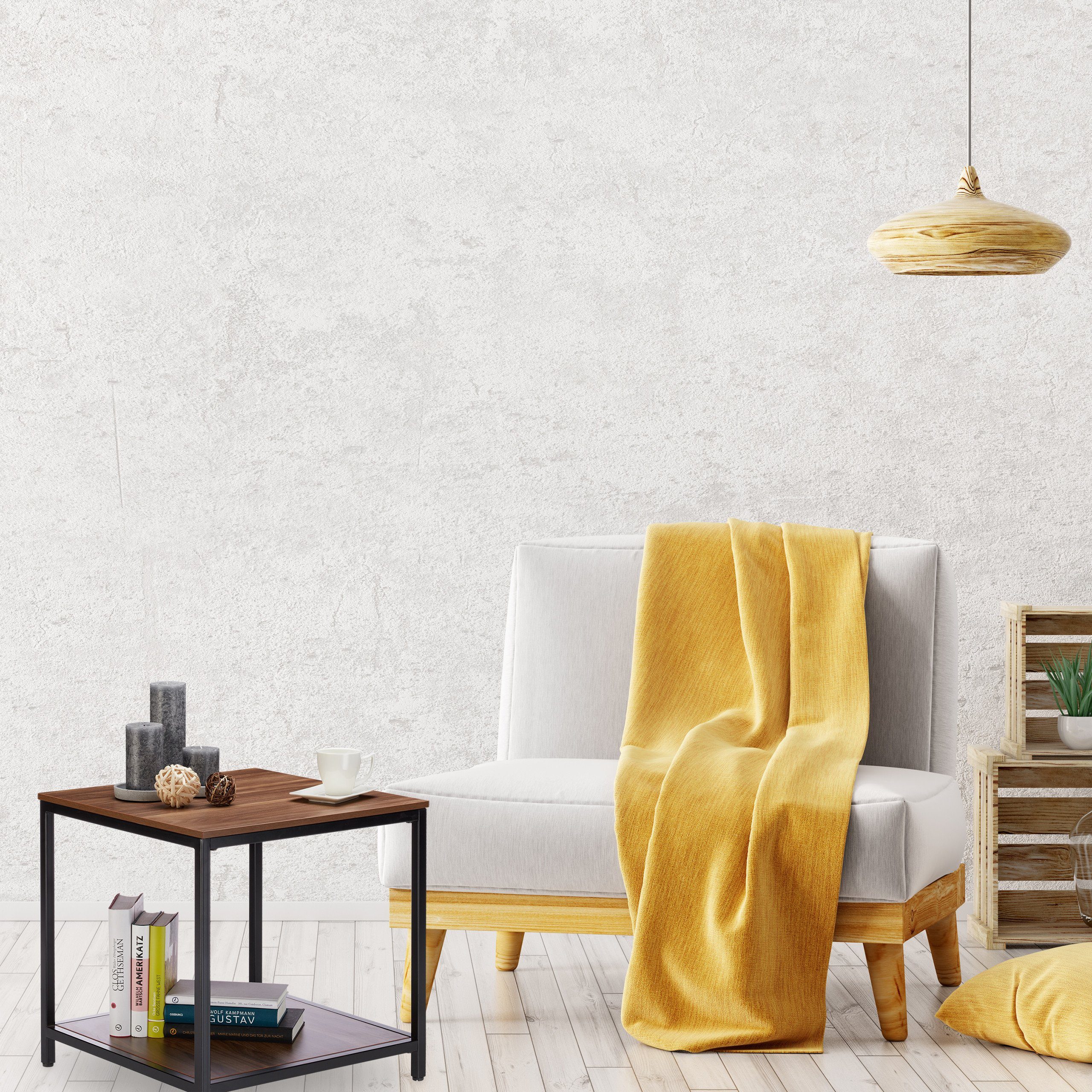 relaxdays Beistelltisch Holz mit Metallgestell günstig online kaufen