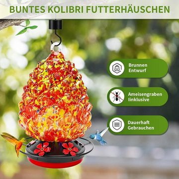 yozhiqu Futterspender Outdoor-Futterspender, Hängende Vogelfütterung aus Glas, Auslaufsicher, leicht zu reinigen, mit Ameisenteichen und -haken