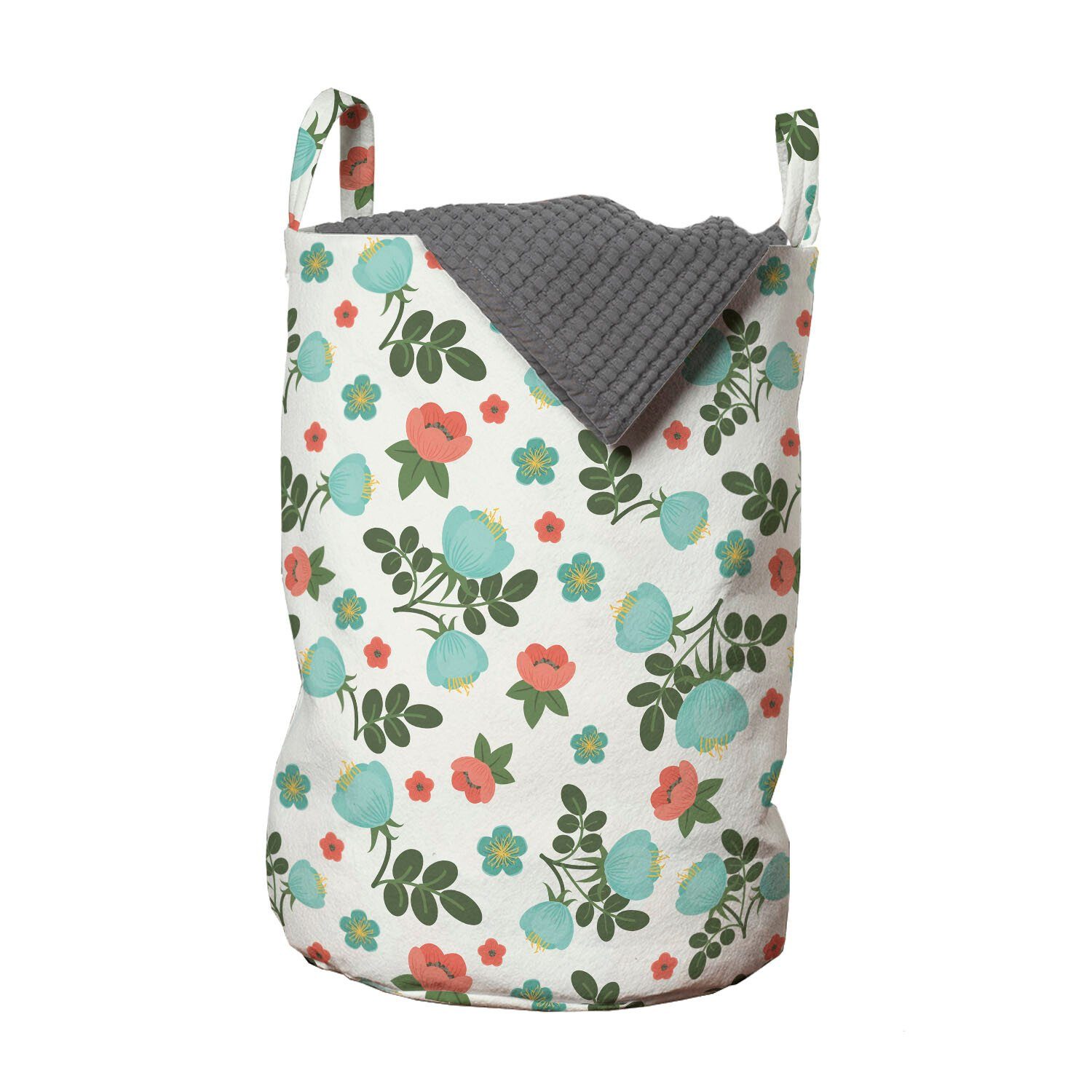 Abakuhaus Wäschesäckchen Wäschekorb mit Griffen Kordelzugverschluss für Waschsalons, Frühling Blumen | Wäschesäcke