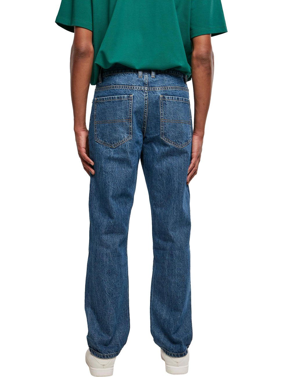 Washed Baumwolle 02443 CLASSICS Mid URBAN Straight-Jeans LEG ORGANIC aus STRAIGHT DENIM Indigo