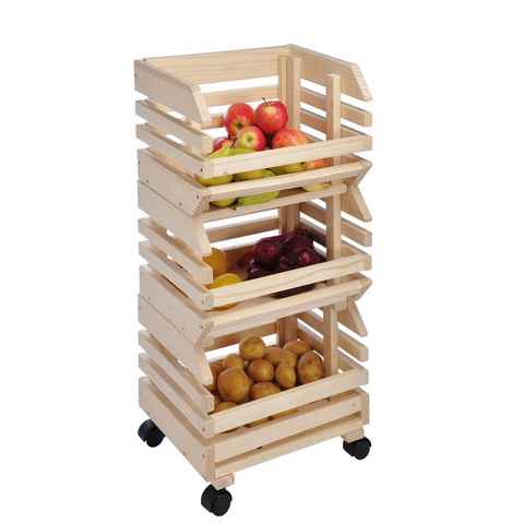 Küchenorganizer-Set Kartoffelhorde Obsthorde Stapelhorde Holz Obststiege Lagerkisten Gemüsekiste
