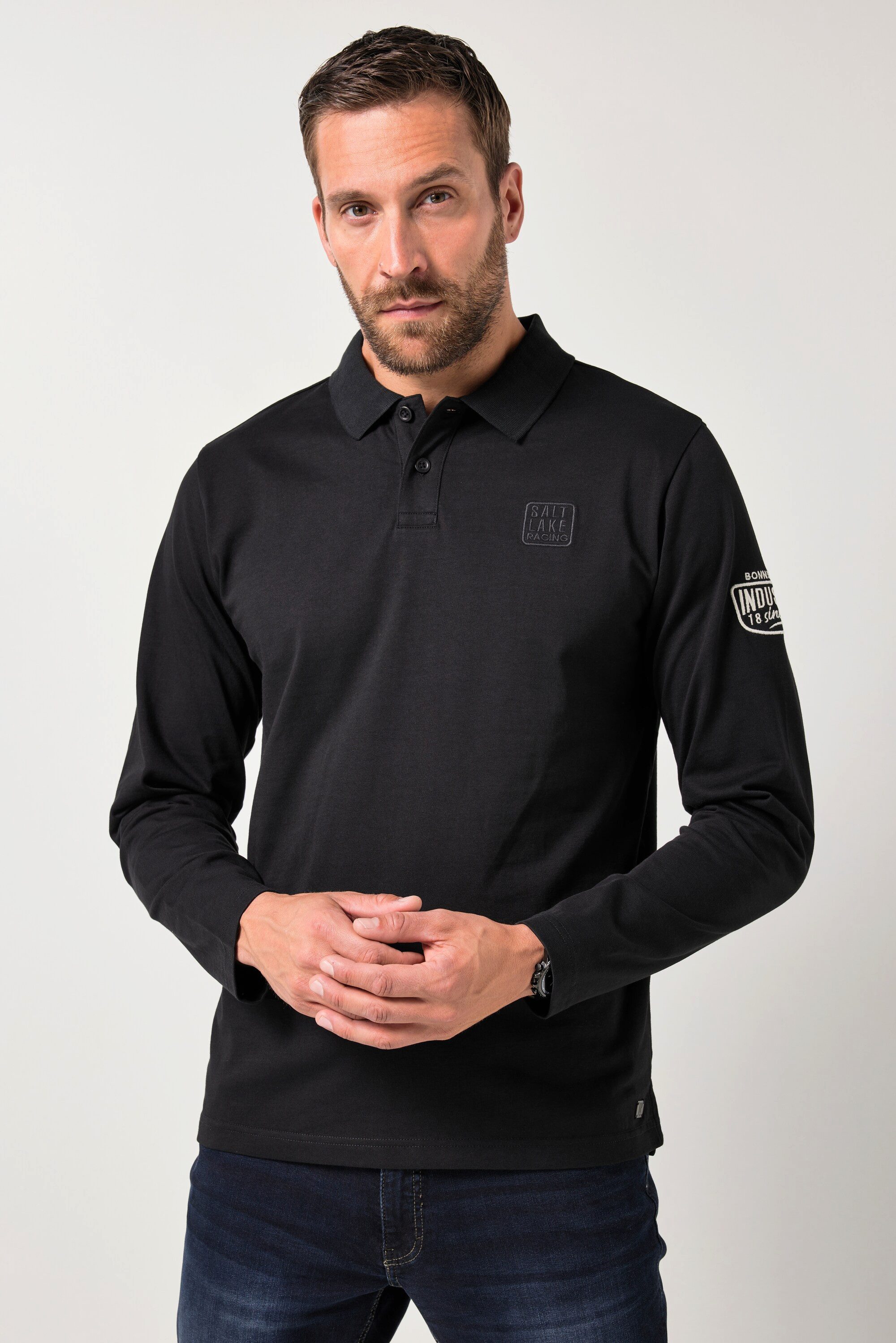Poloshirt Langarm-Poloshirt Ärmel-Badge