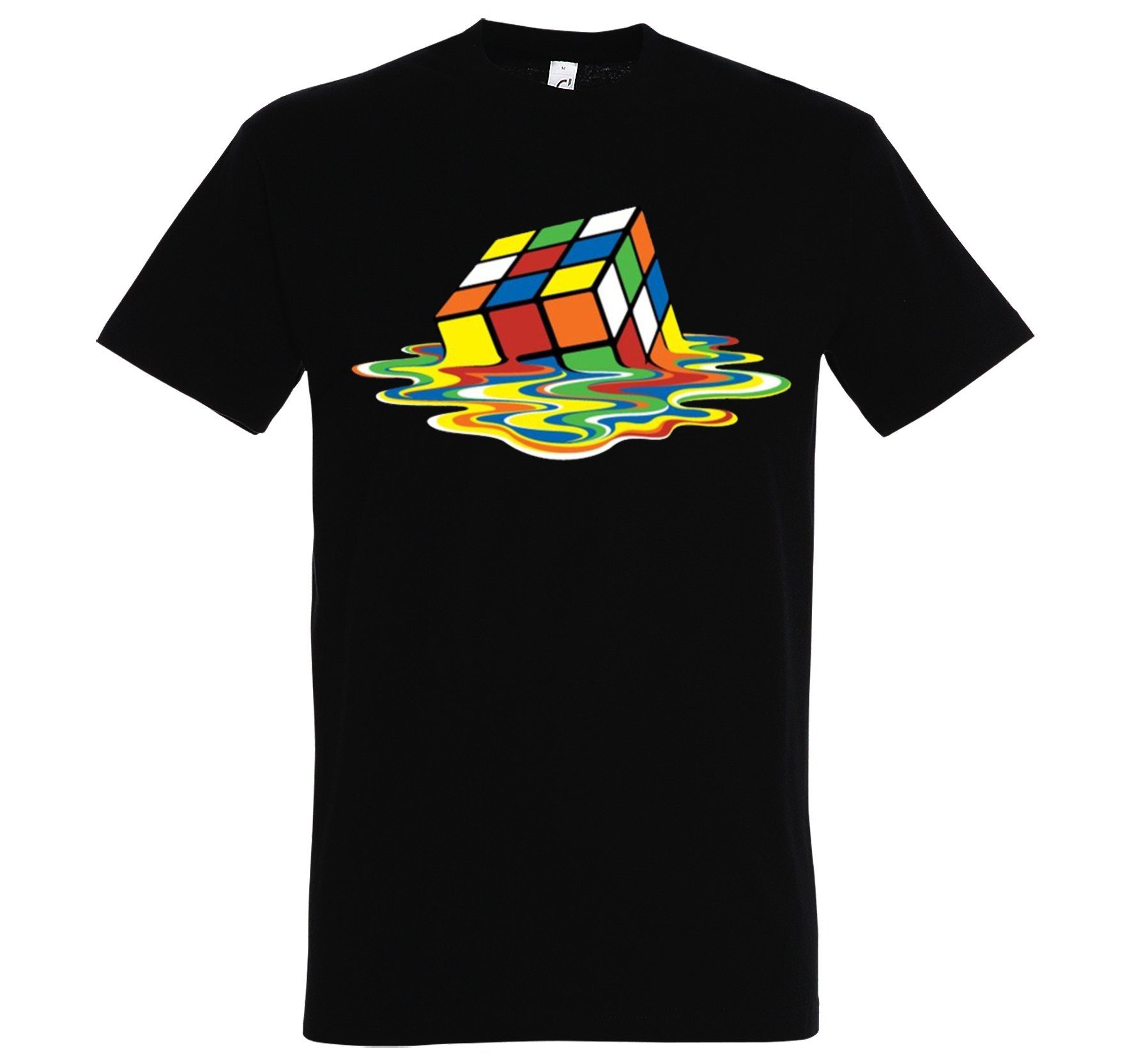T-Shirt Frontprint Youth mit Designz Shirt Herren Schwarz witzigem Zauberwürfel