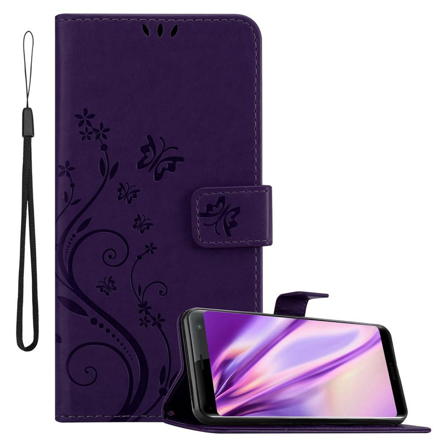 Cadorabo Handyhülle für Sony Xperia XZ3 Hülle Sony Xperia XZ3, Hülle Schutzhülle Blumen Flower mit Standfunktion Kartenfach Magnet