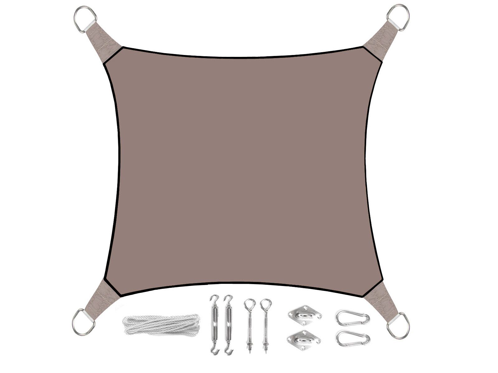 PEREL Sonnensegel, quadratisch 3,6 - 5x5m günstig online kaufen