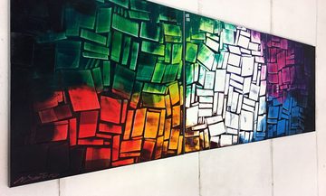 WandbilderXXL XXL-Wandbild Colorful Summer 210 x 70 cm, Abstraktes Gemälde, handgemaltes Unikat