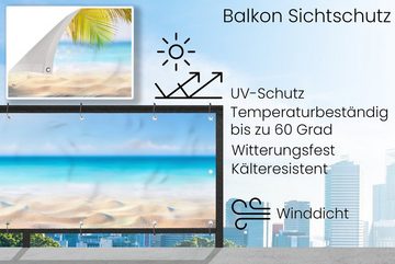 MuchoWow Balkonsichtschutz Tropisch - Strand - Palme (1-St) Balkonbanner, Sichtschutz für den Balkon, Robustes und wetterfest