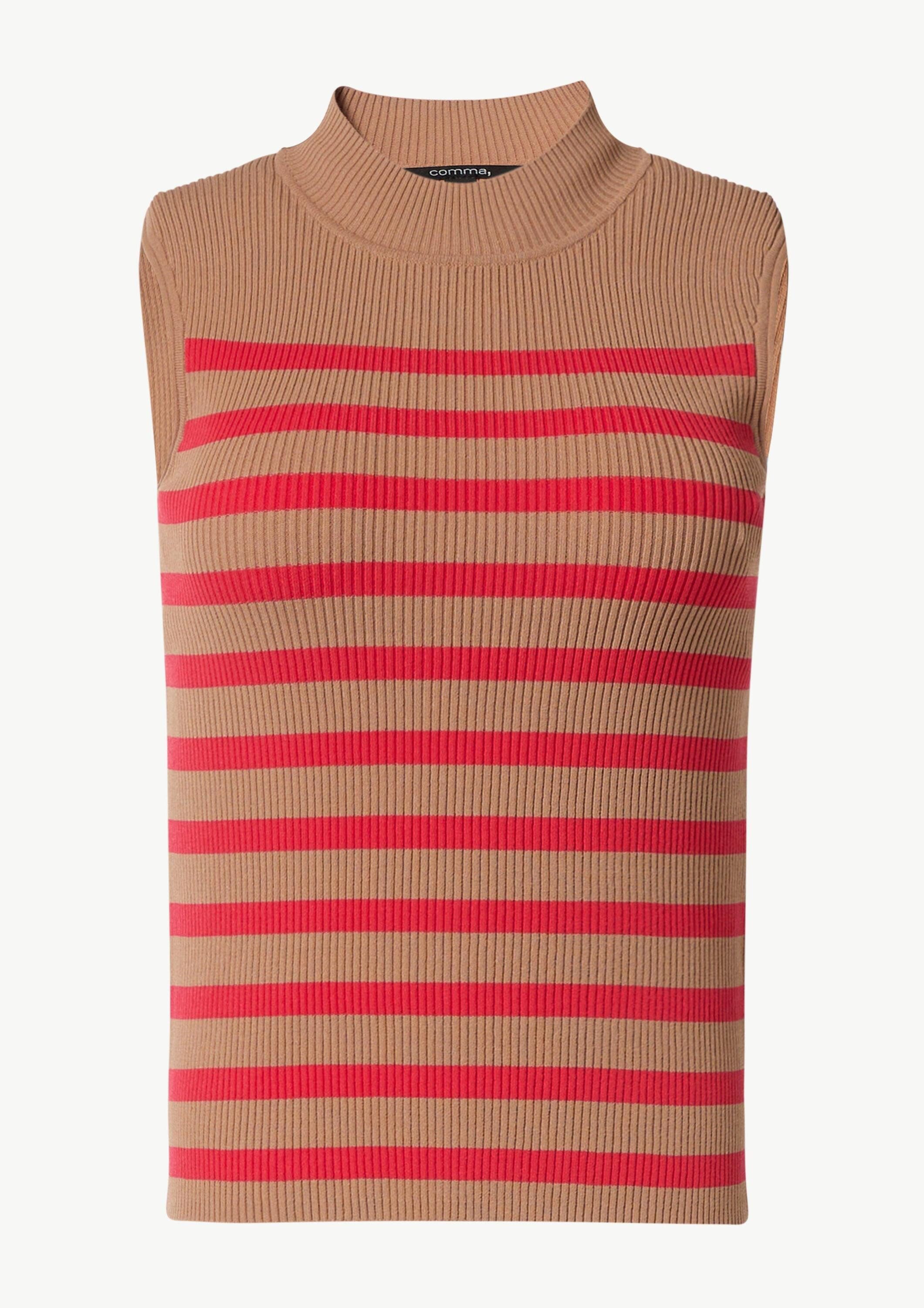 comma Rundhalspullover Strickpullunder Strickpullunder mit Rippstruktur und Stehkragen