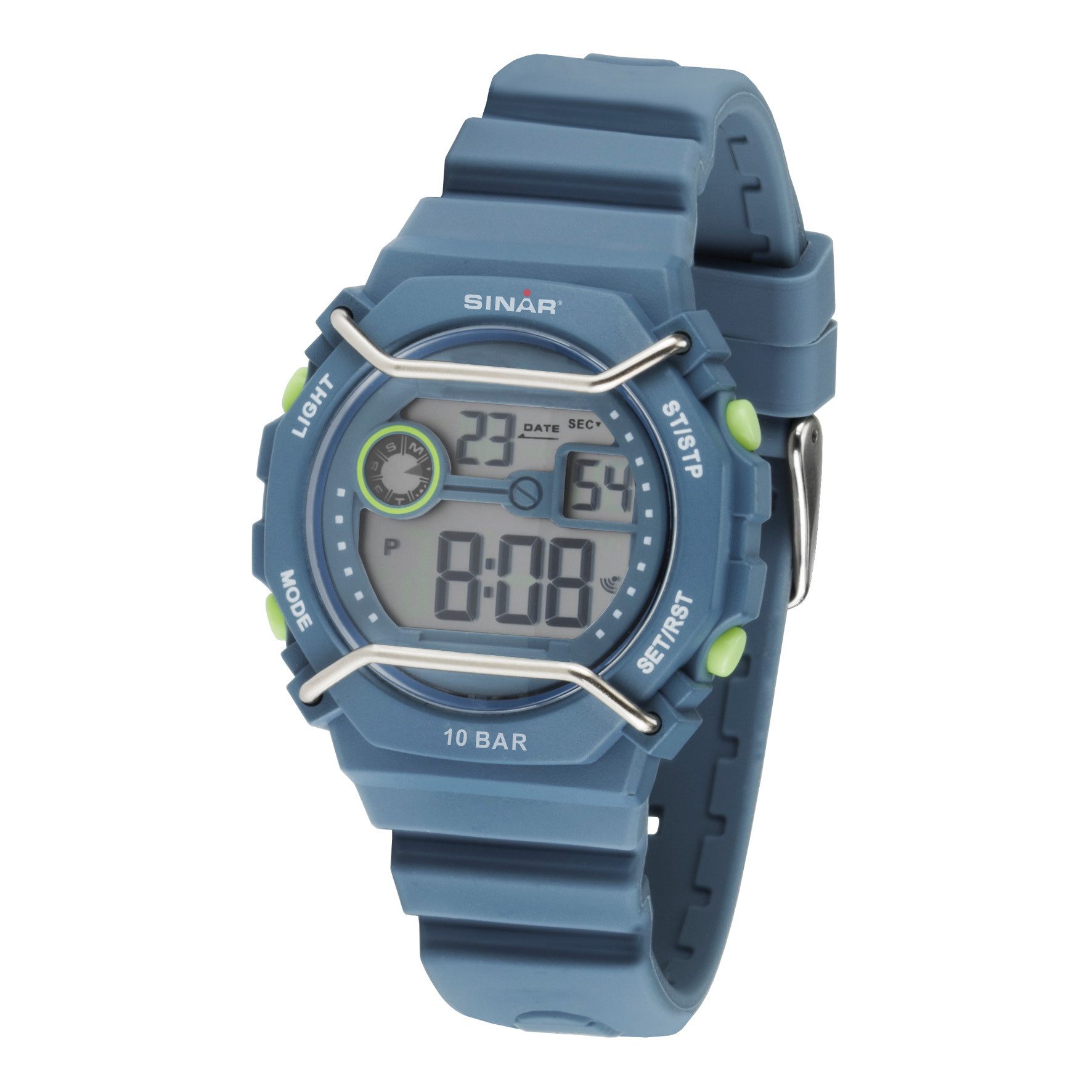 SINAR Digitaluhr XE-69 Jugenduhr Sportuhr Silikonband 10 bar, digital sportlich modern Geschenkidee Jugend Ø 40 mm