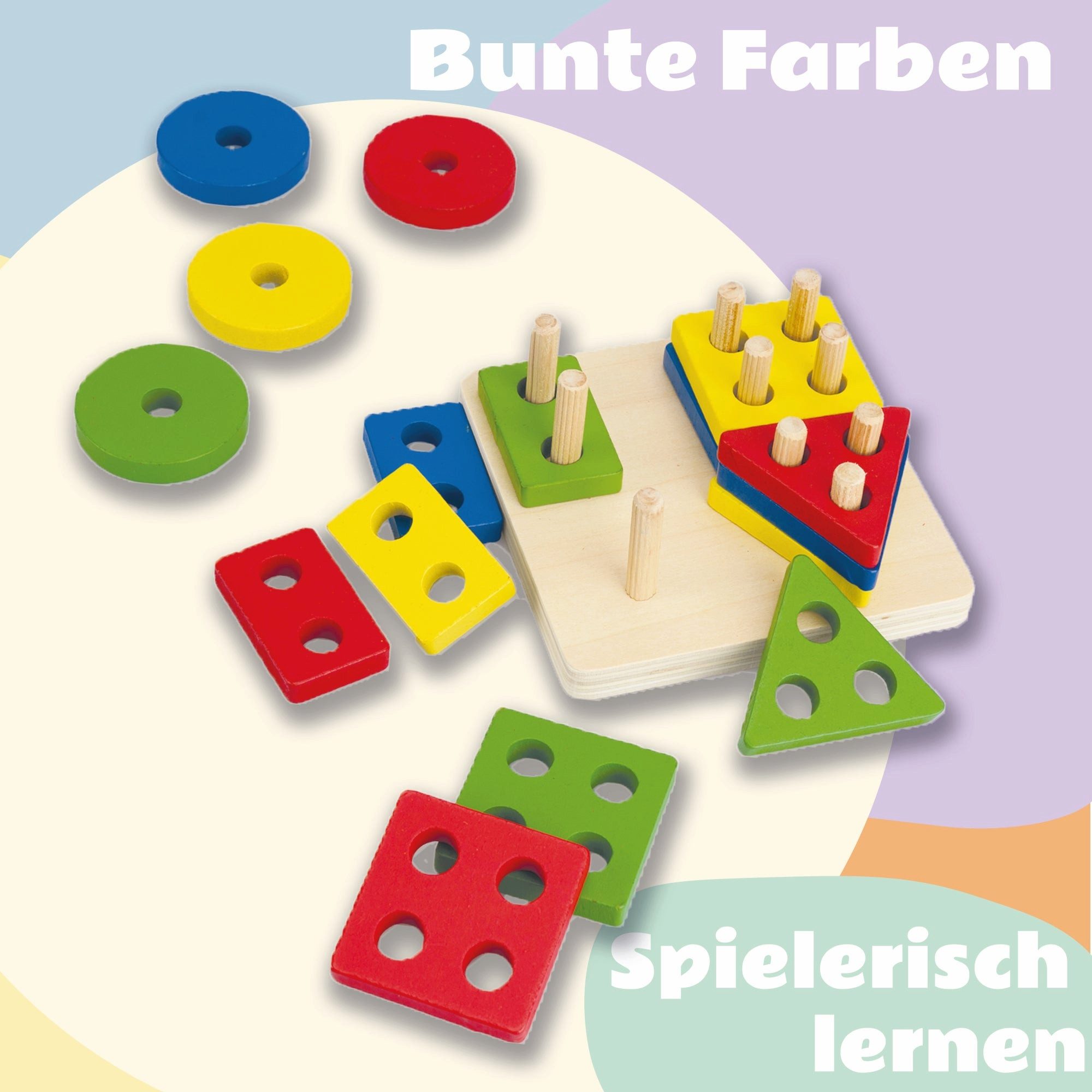 Ludo Lab Steckspielzeug Holzspielzeug Motorik Sortierspielzeug, (17-tlg), Montessori Steckspiel für Kinder Sortierspiel für Farben & Formen