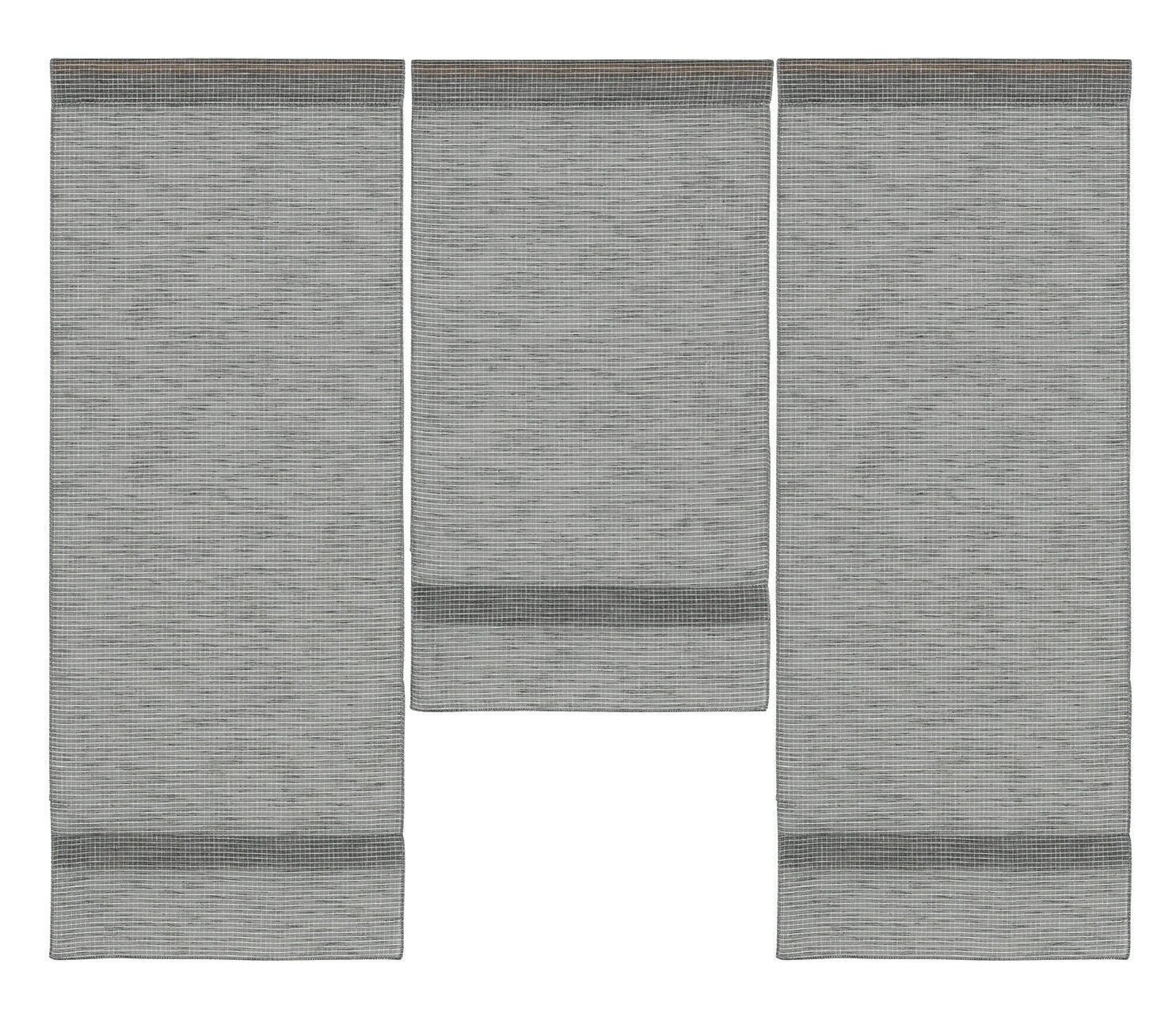 St), Stangendurchzug Clever-Kauf-24, anthrazit Mini grau grau (3 Set karriert, Scheibengardine halbtransparent Flächenvorhang