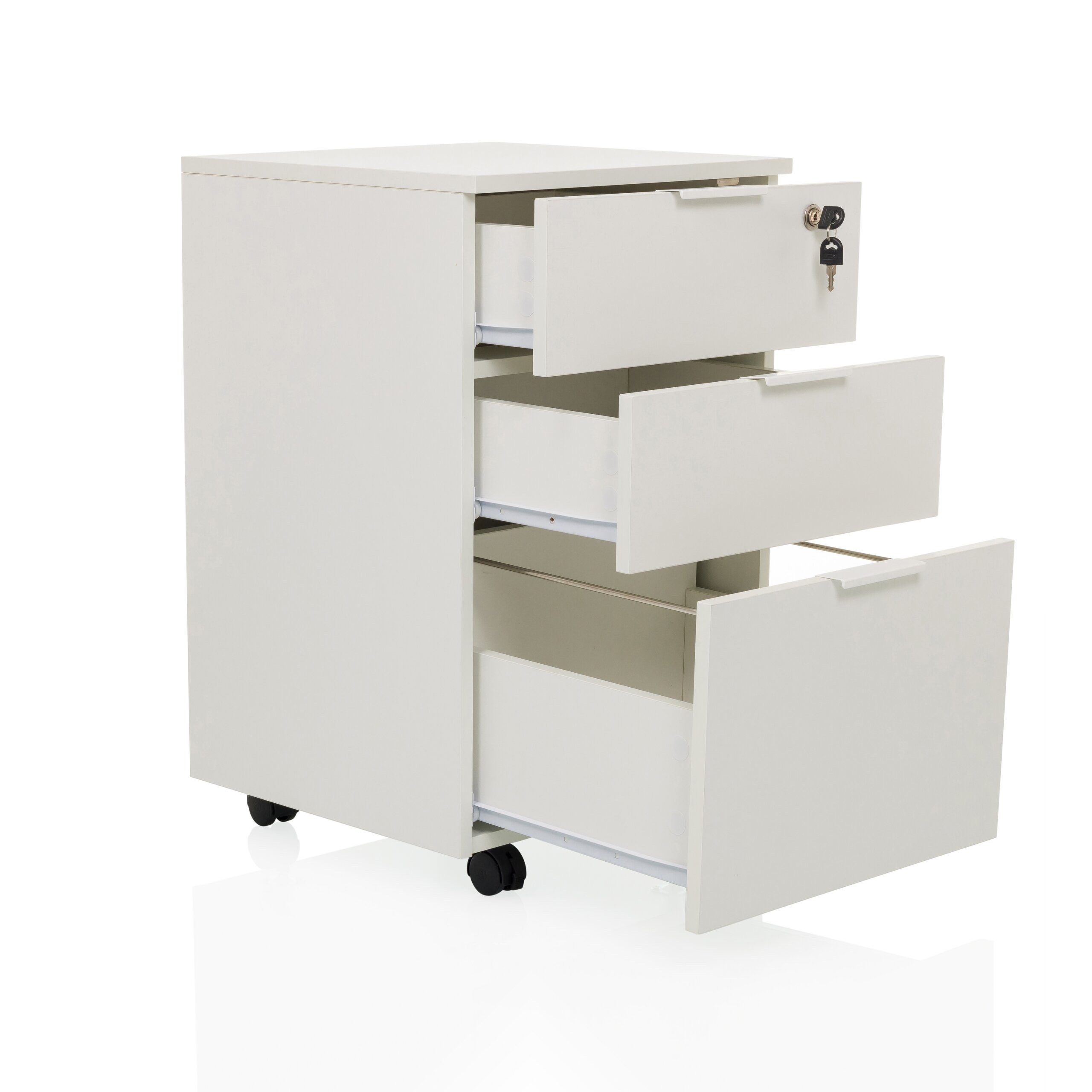 hjh OFFICE Rollcontainer DAVIK Bürowagen H/B/T: 66.0 x 41.5 x 40.0 cm, Aktenschrank Schreibtisch mit Schubladen, Büro Kommode mit Rollen