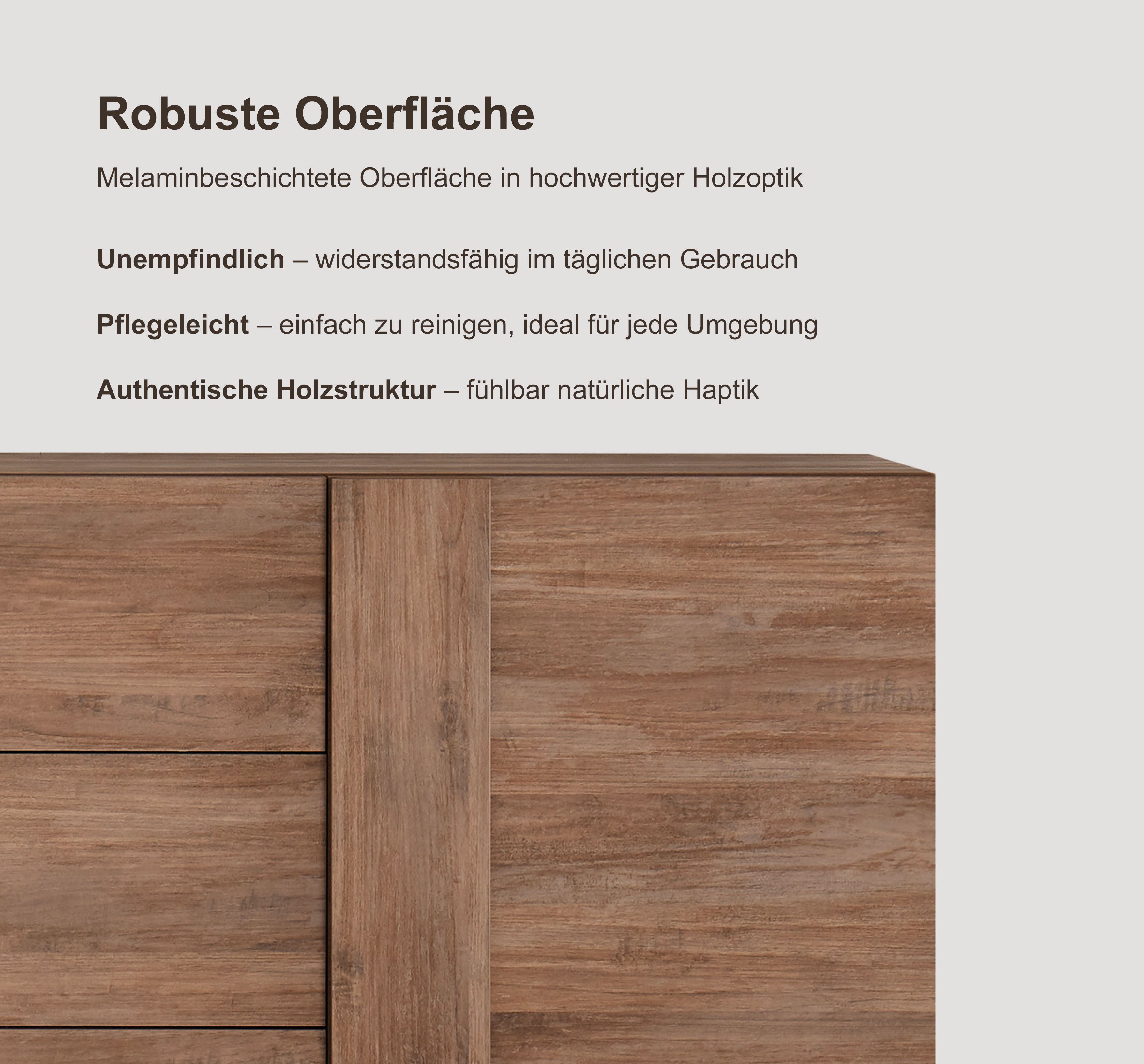 Home affaire Mehrzweckschrank Jupiter, Höhe 193 cm, Stauraumschrank 2 Türen - Soft Closing, Highboard, moderne Griffblende, FSC®, cleveres Stauraumkonzept – Bild 3 von 5