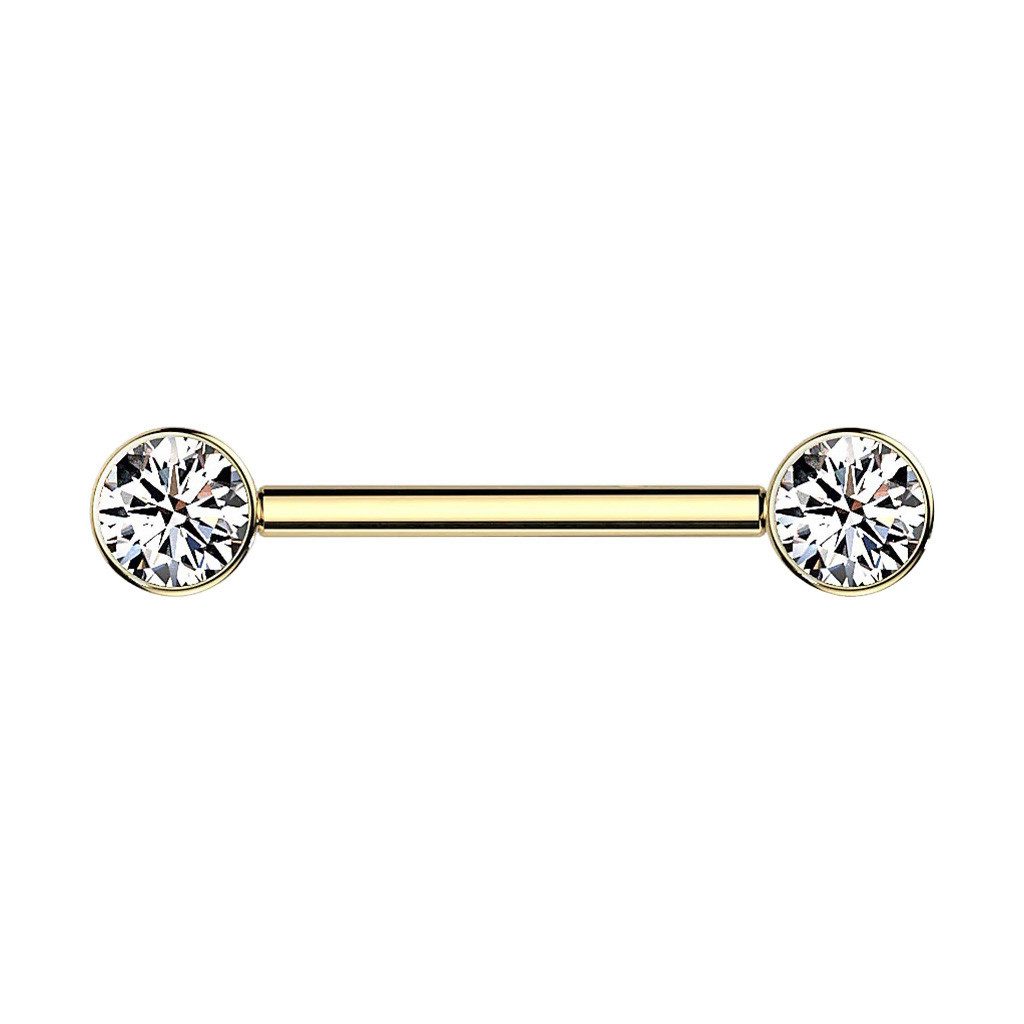 Intimpiercing Intim Titan Brustwarzenpiercing Kristall Gold 1,6mm x 14mm x 5mm
