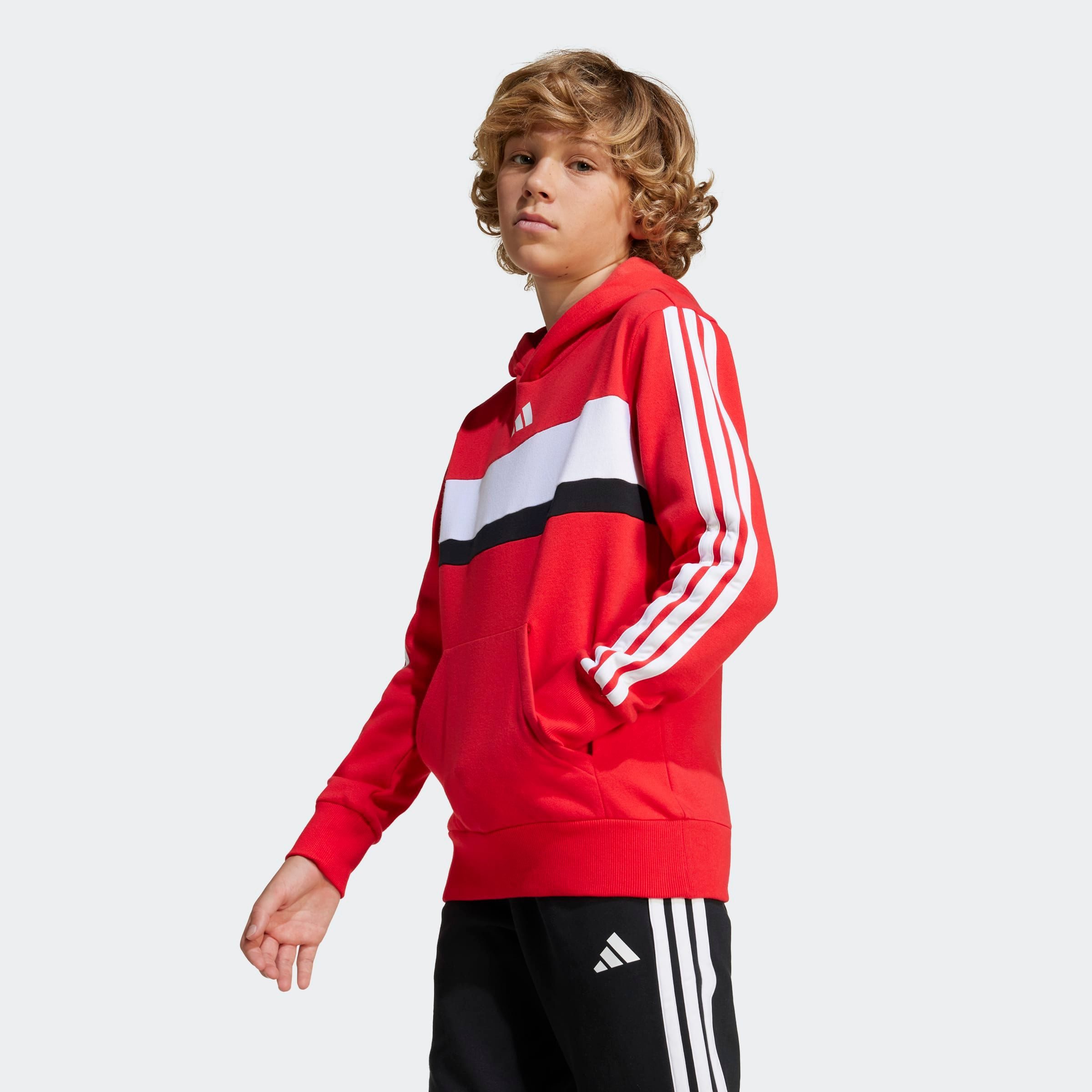 adidas Sportswear Kapuzensweatshirt SEASONAL ESSENTIALS TIBERIO 3-STREIFEN KIDS HOODIE mit Rundhals, ohne Verschluss, in normaler Länge