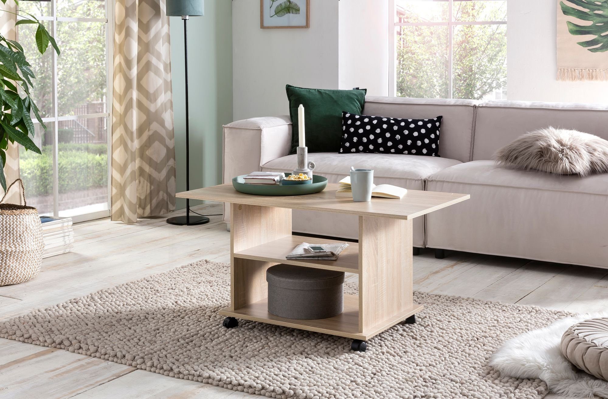 KADIMA DESIGN Couchtisch Stilvoll & langlebig Beige Kaffeetisch Beige SEGRE geräumig, | & - mobil