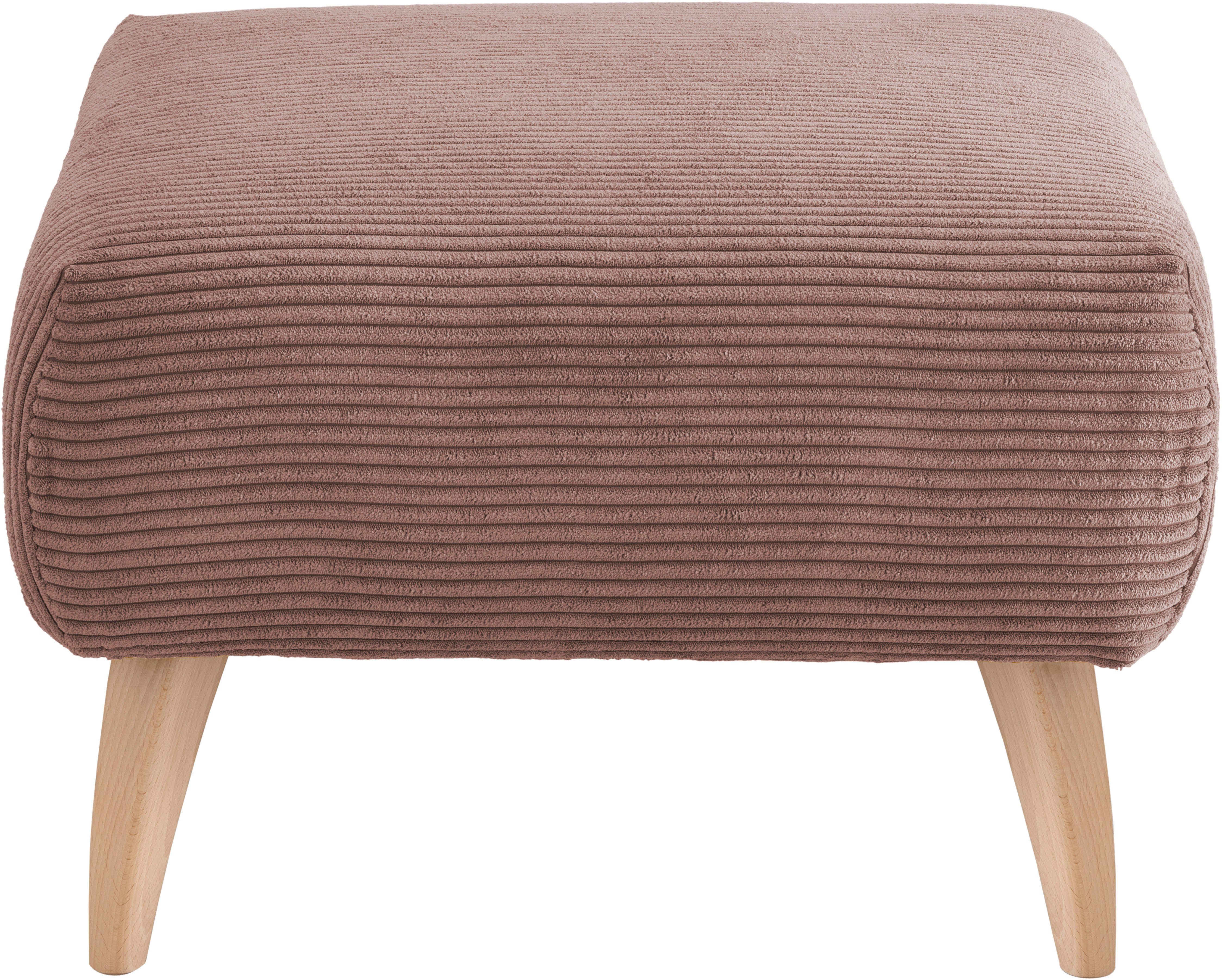 INOSIGN Polsterhocker Colori, Holzfußfarbe wählbar, verschiedene Stoffe, hochwertige Stoffqualität