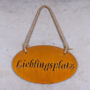 Levandeo® Metallbild, Schild Lieblingsplatz 30x18cm Garten-Deko Hängerchen Türschild