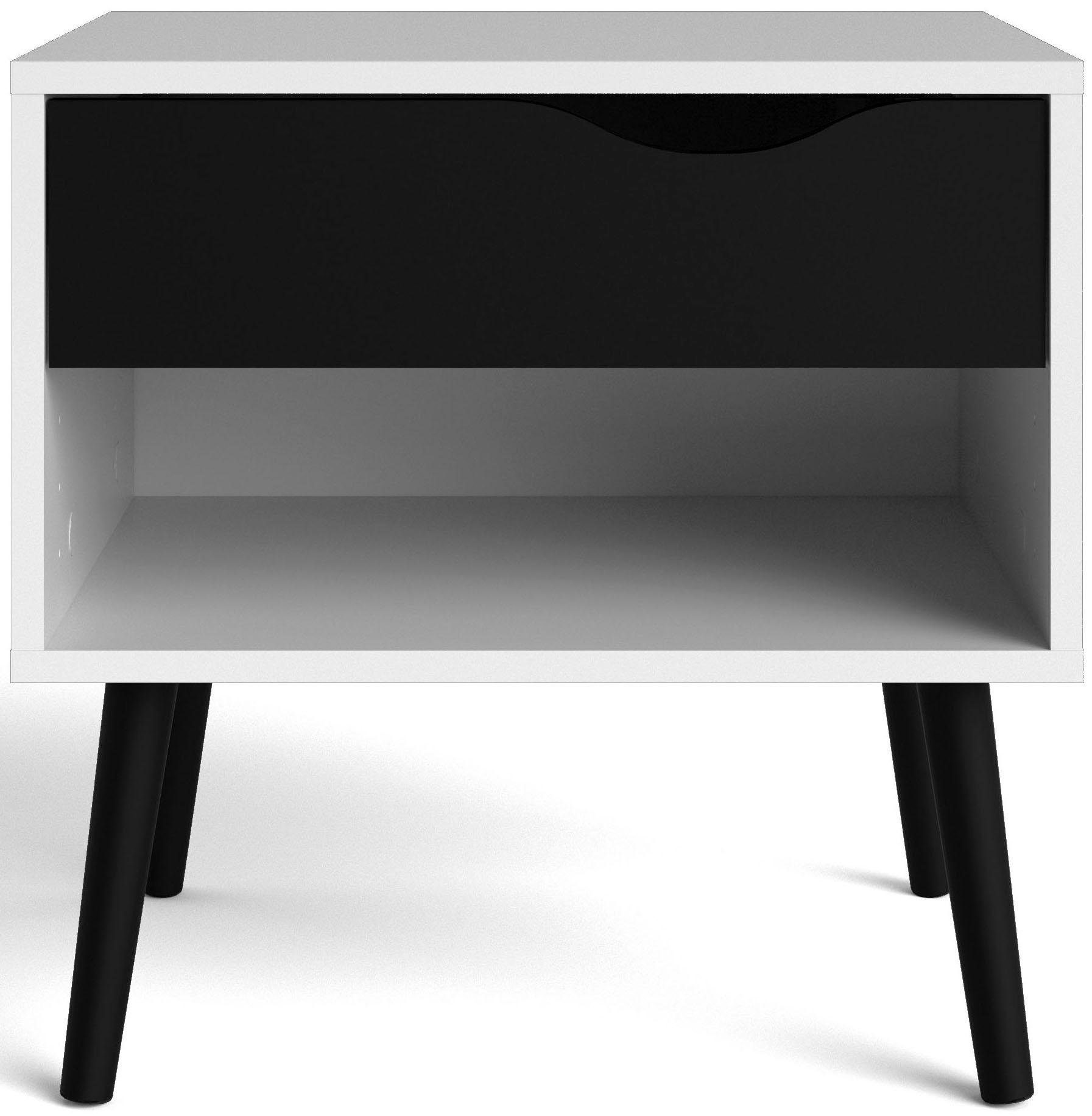 | weiß weiß/schwarz Oslo, weiß Scandi | massivem matt affaire Beingestell, mit Nachttisch im Design Home schönem