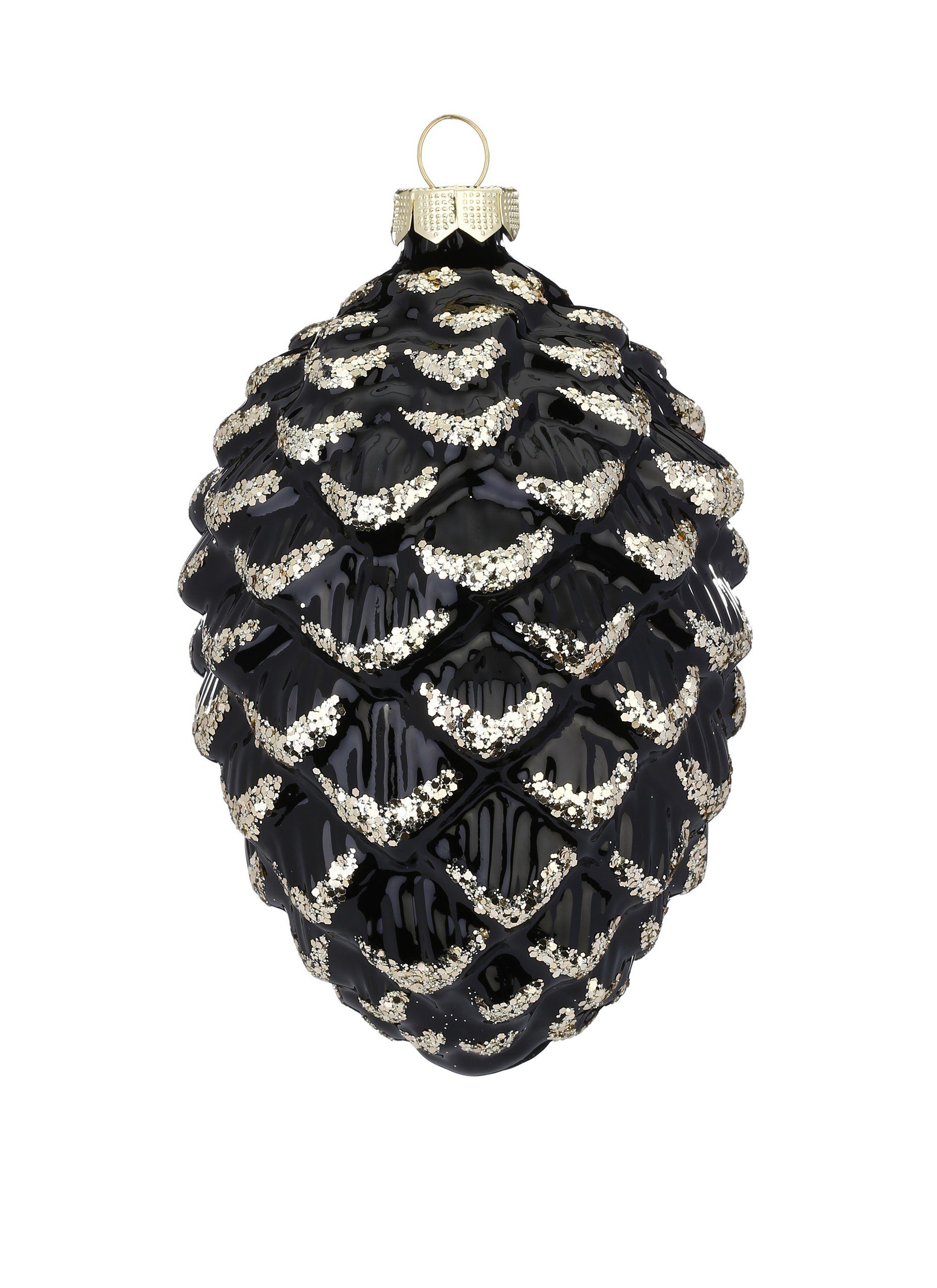 Zapfen MAGIC 12cm Christbaumschmuck by Ebony Glas Inge Christbaumschmuck, Black