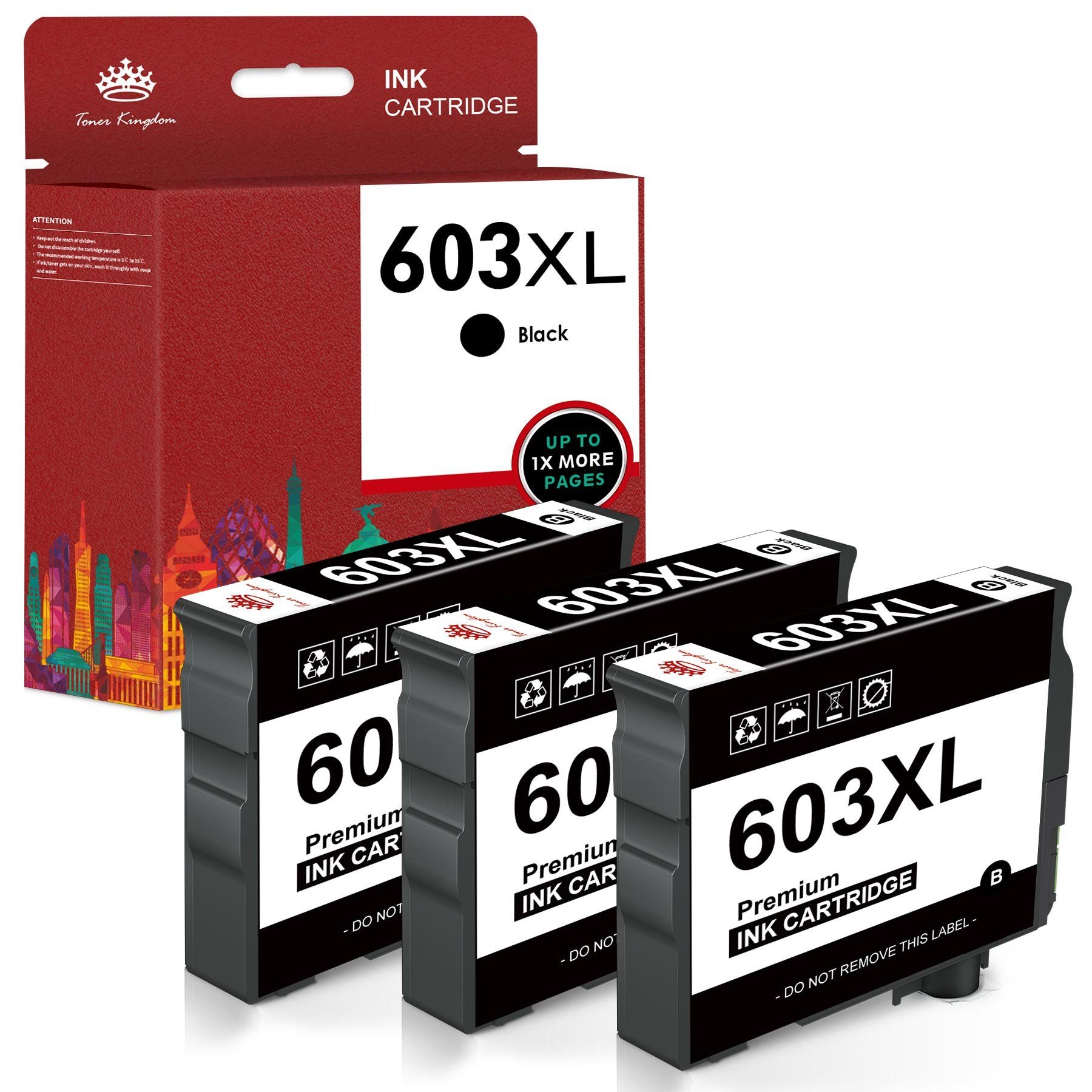Home 603 (für 603XL Schwarz ersetzt Tintenpatrone XL XP-3150 XP3100 Epson Toner Expression XP2105 XP-3155 XP-4105 Epson XP-4155, XP4100 XP4150) XP3105 Kingdom XP2100 3 für