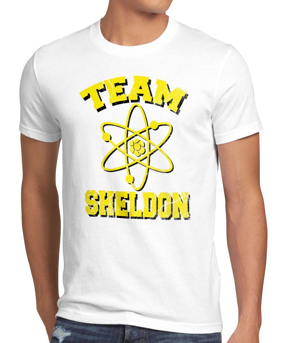 style3 Print-Shirt Herren T-Shirt Sheldon bazinga weiß the tbbt Team theory atom cooper bang college big