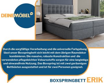 Deine Möbel 24 Boxspringbett Bett ERIK mit Bonell-Federkernmatratze H3 inkl. Topper (120z200 cm 140x200 cm, 160x200 cm, 180x200 cm, 200x200 cm)