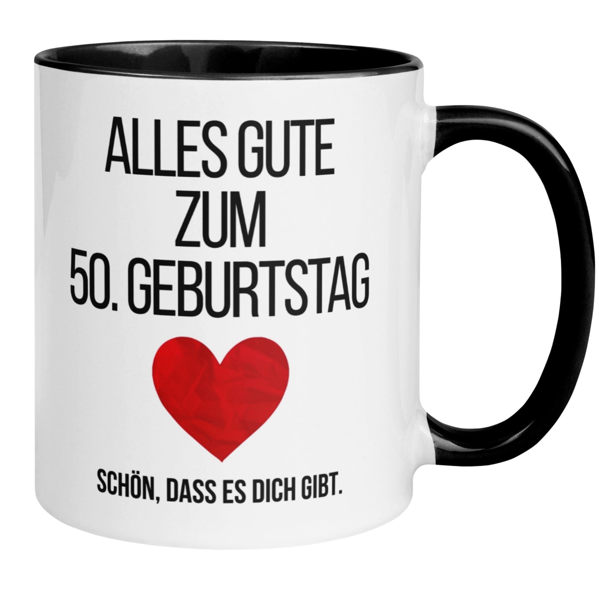 Momentals Tasse 50. Geburtstag Mann Frau – „Alles Gute“ – Geburtstagsgeschenk, Beidseitiger Druck · Links- & Rechtshänder · Spülmaschinenfest