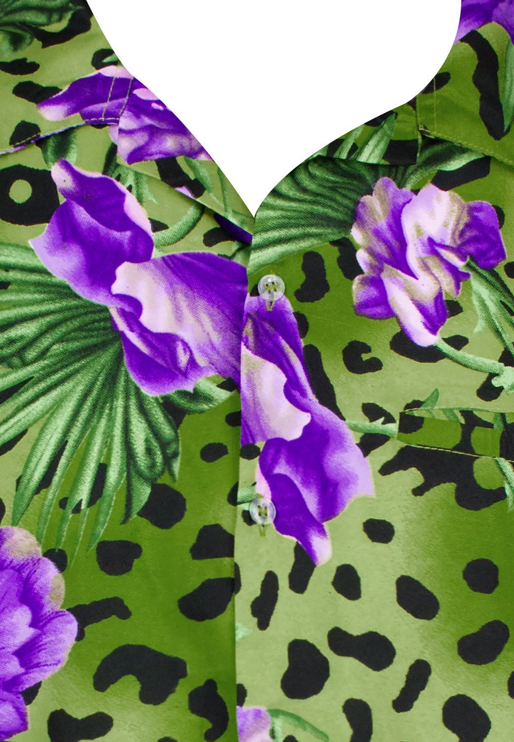King Kameha Hawaiihemd Leopard Flowers Funky Hawaii-Hemd Herren Kurzarm Front-Tasche Unisex