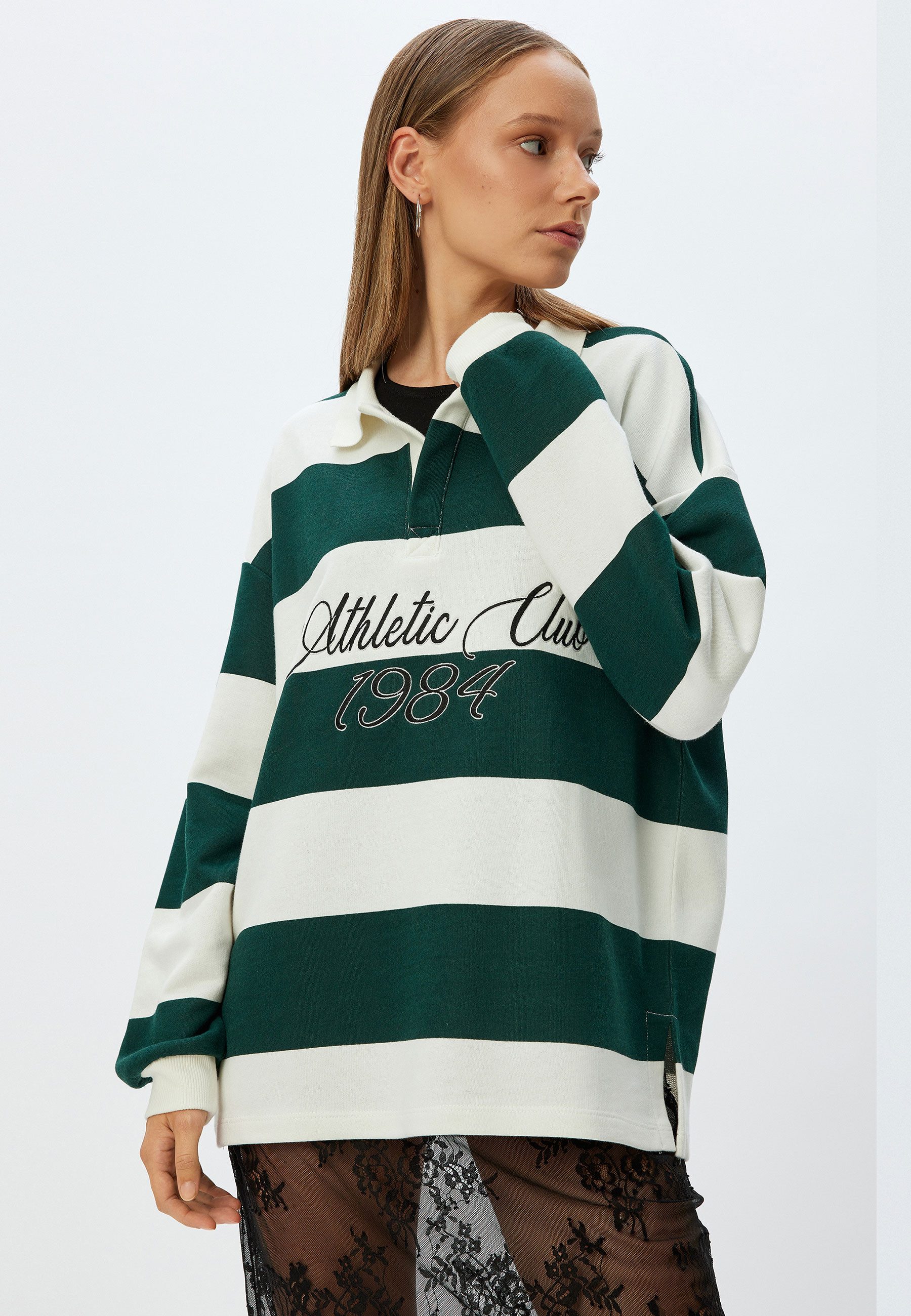 Koton Sweatshirt Polokragen Mit Schlitzdetail Sweatshirt
