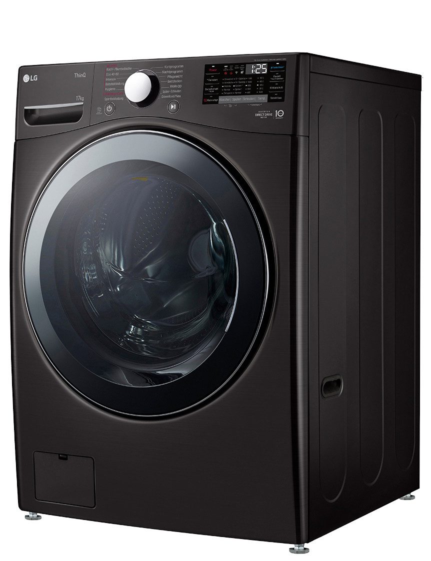 LG Waschmaschine Big Capacity F11WM17TS2B, 17 kg, 1000 U/min, AquaStop-System, Wäsche nachlegen, ThinQ® App, Metallic Black Steel