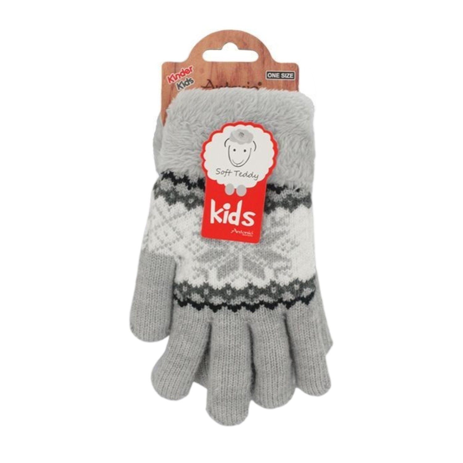 Antonio Strickhandschuhe Kinderhandschuhe mit Soft Teddy » Fingerhandschuhe Angori (Kein Set, 2-St., 1 Paar Перчатки) » gefütterte Kinder Перчатки » Strickhandschuhe mit Norweger Stern