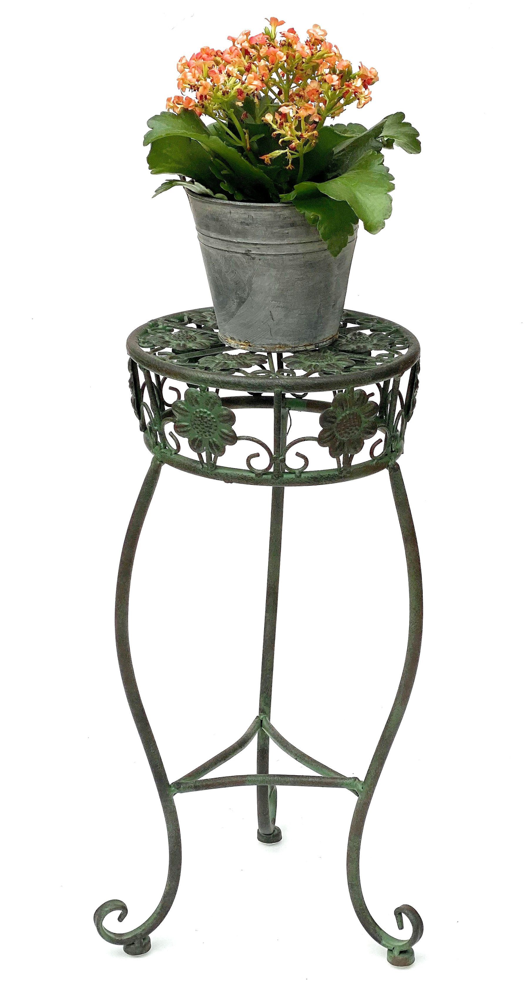 DanDiBo Blumenhocker Metall Grün 50 - 75 cm Blumenständer Blumensäule Antik