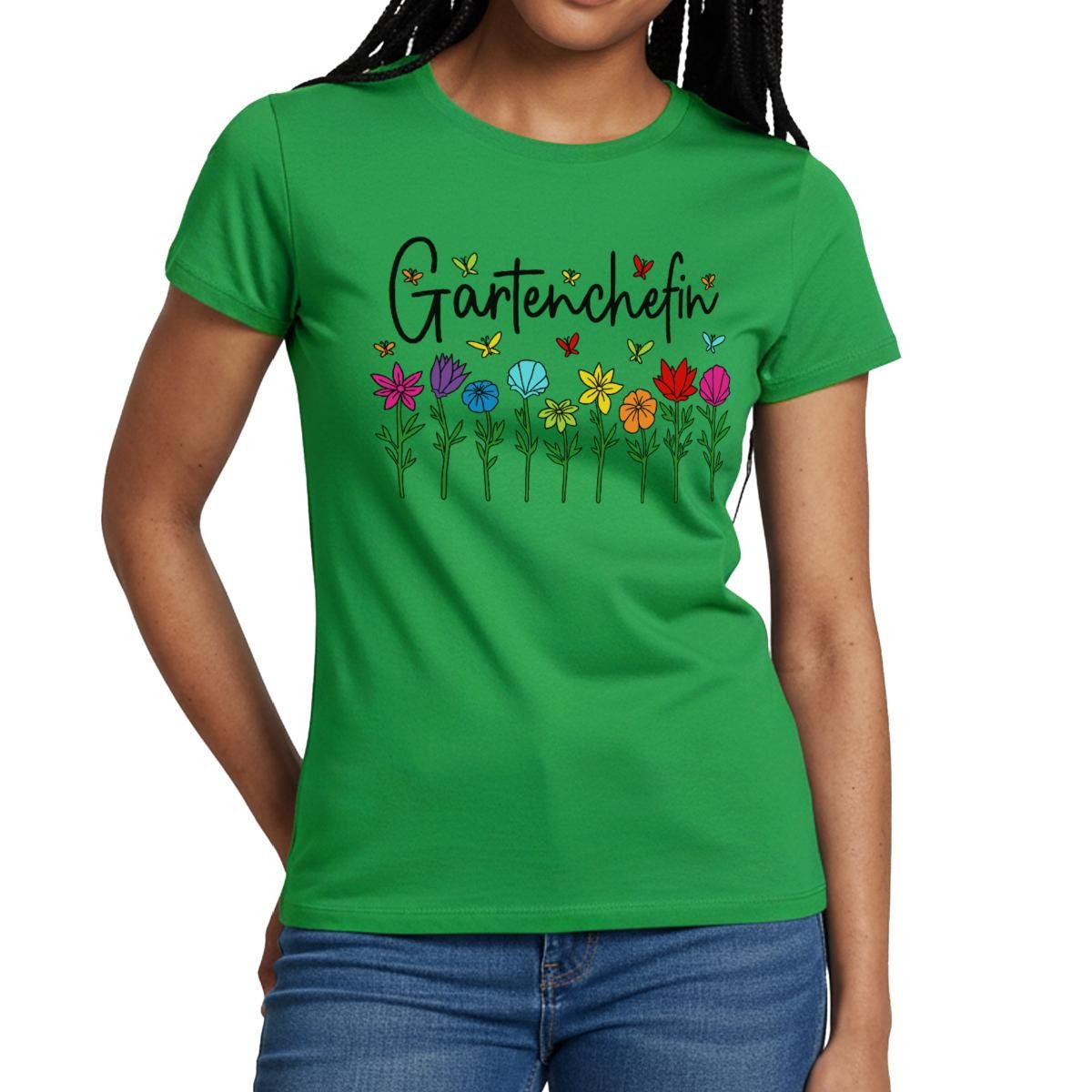 Spreadshirt T-Shirt Gartenchefin Garten Gartenarbeit Blumen Frauen T-Shirt (1-tlg) Slim Fit, fällt klein aus